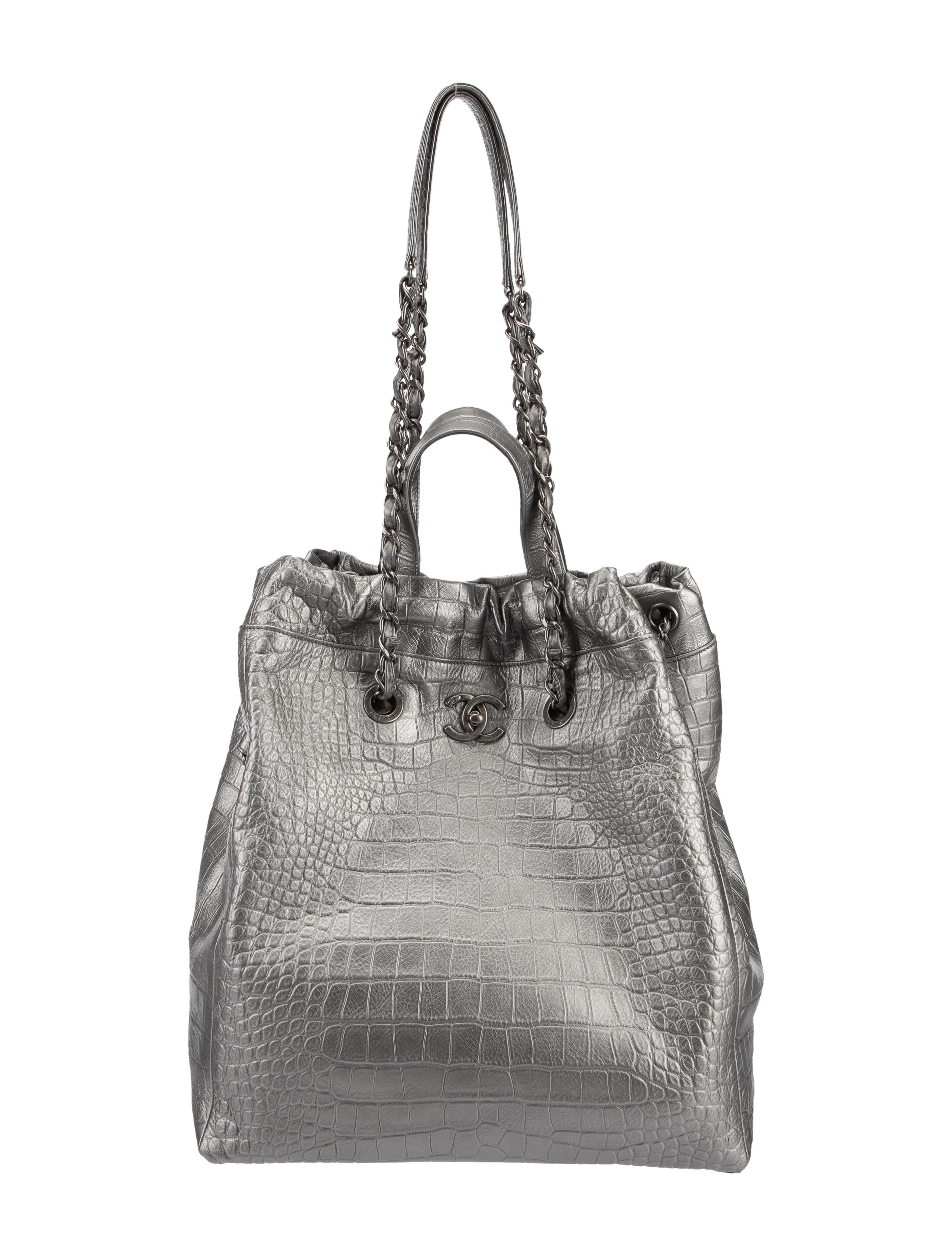 Chanel Paris-New York Large Embossed Shopping Tote - Silver Totes