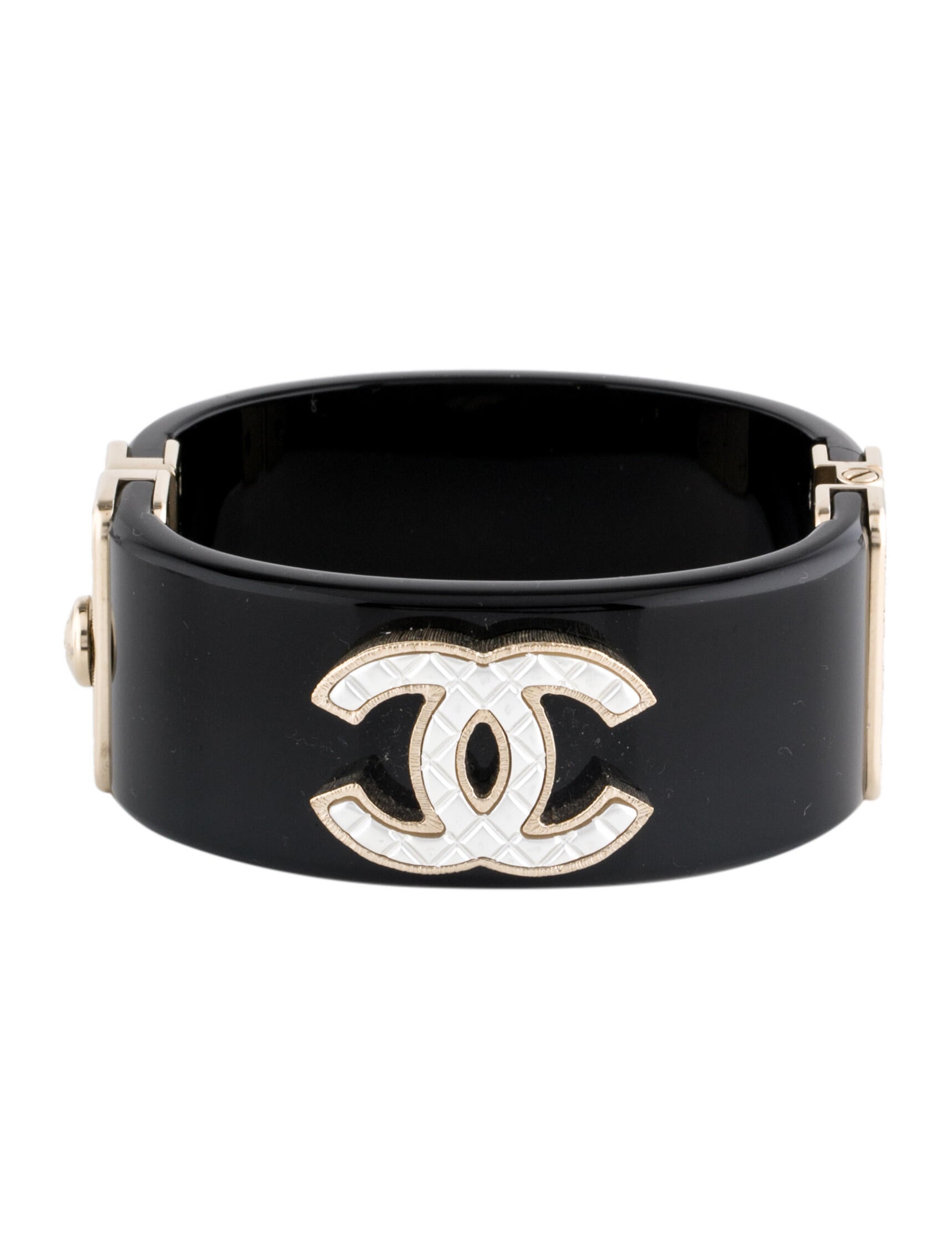Chanel Resin Quilted CC Bangle Bracelet GoldPlated Bangle, Bracelets