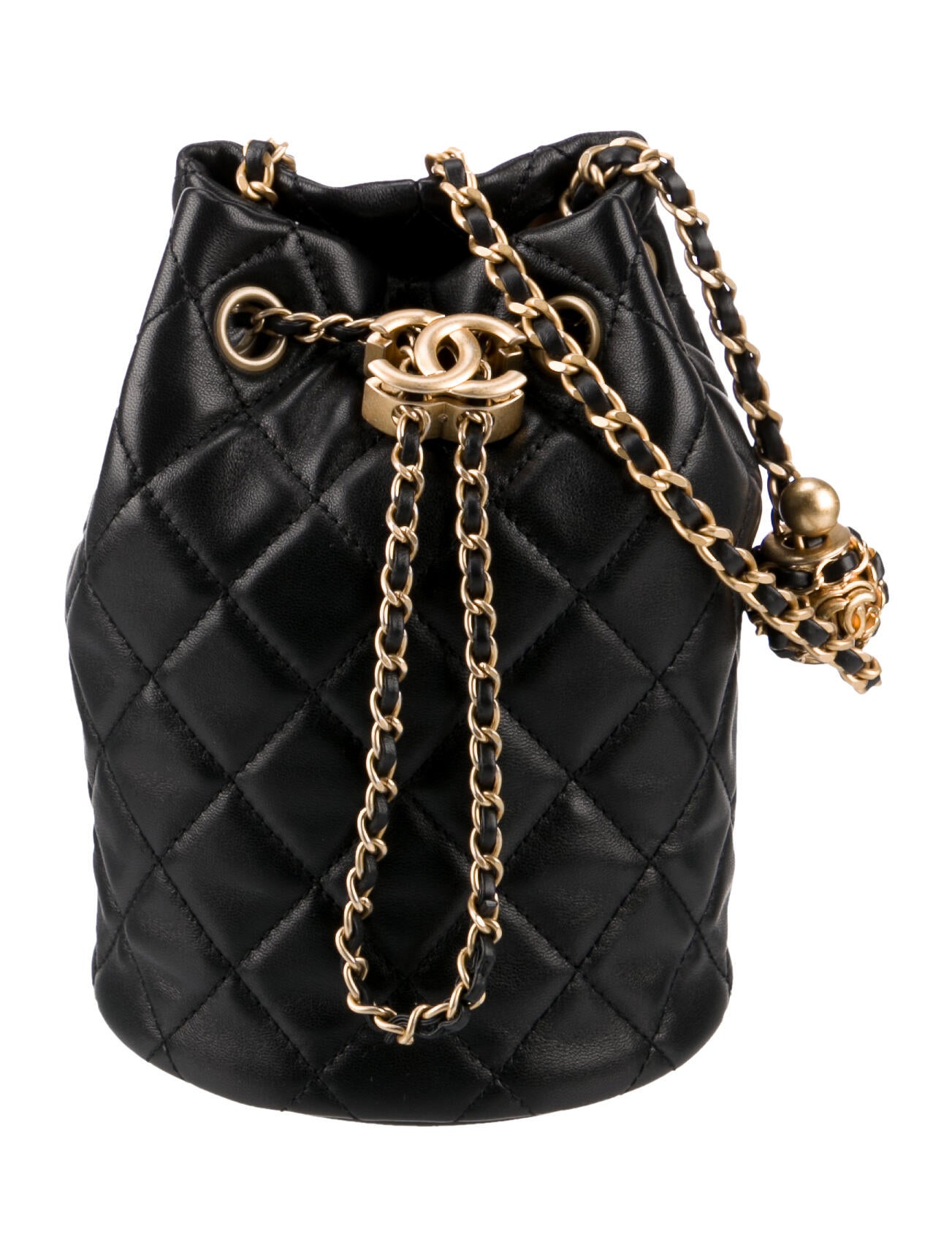 Chanel Quilted Pearl Crush Bucket Bag Black Bucket Bags, Handbags