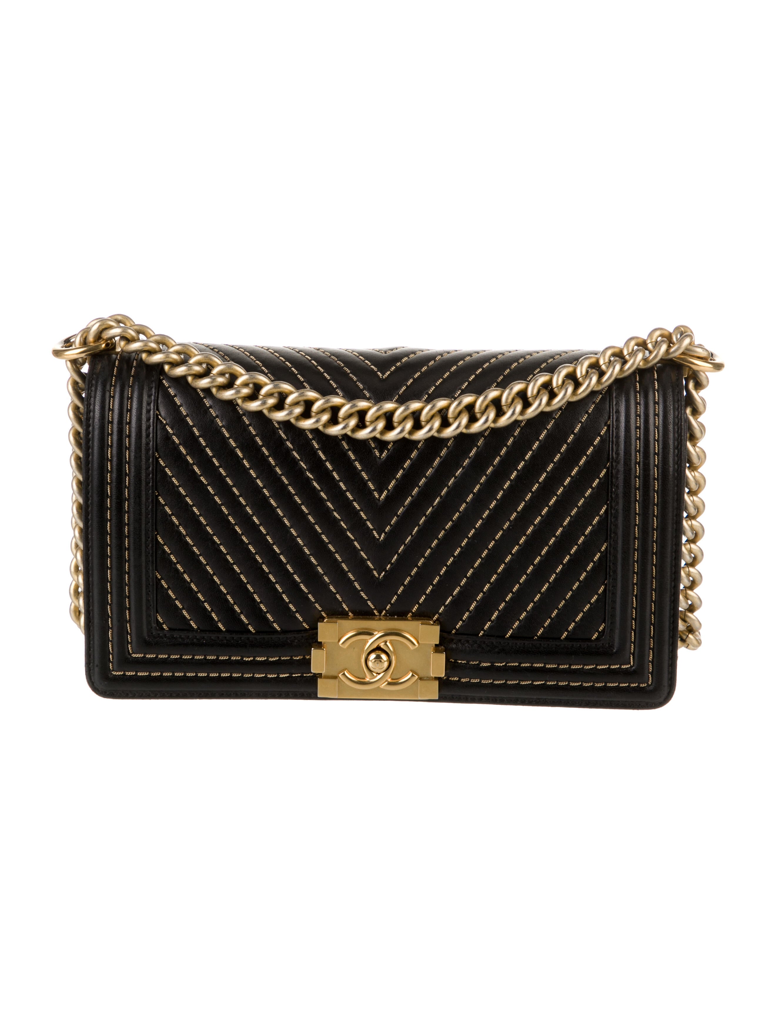 Chanel Medium Chevron Boy Bag Black Shoulder Bags, Handbags