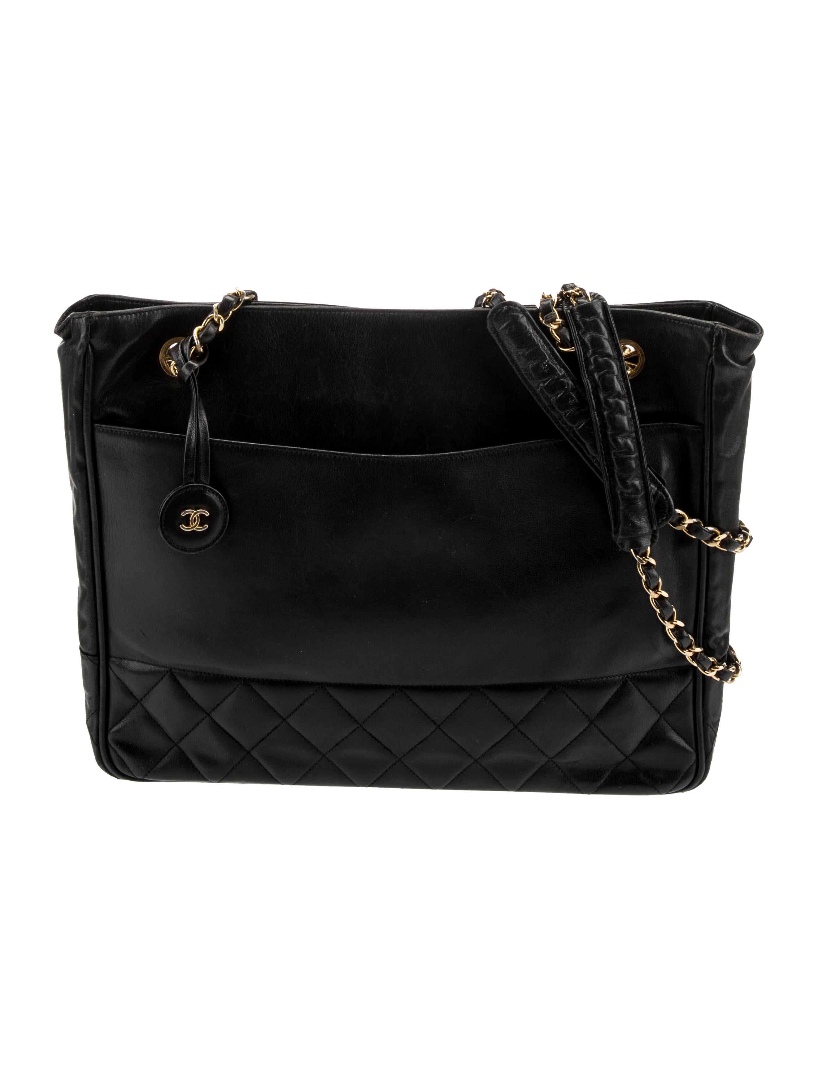 Chanel Quilted Chain Tote Black Totes, Handbags CHA968235 The