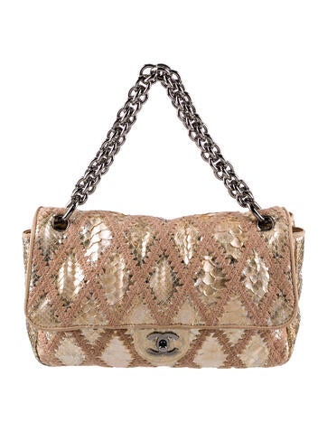 Chanel Shoulder Bags Python Soft & Chain Flap Bag