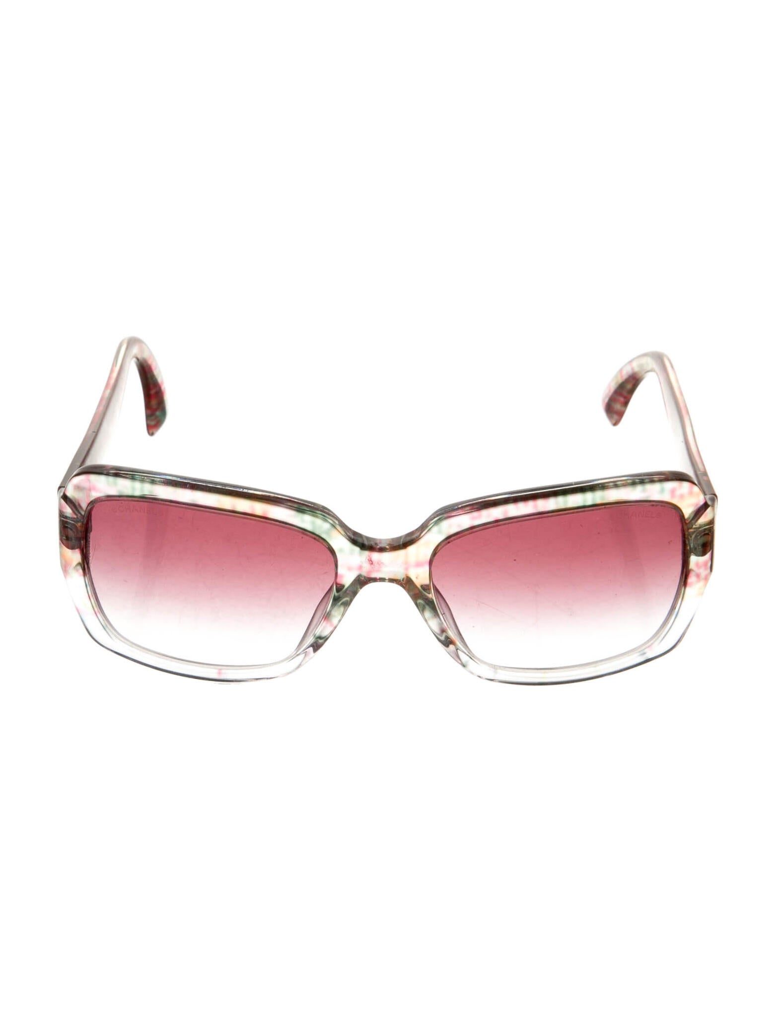 シャネル Chanel Interlocking CC Logo Square Sunglasses - Red Sunglasses