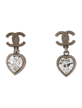 Chanel Crystal CC Clip-On Drop Earrings