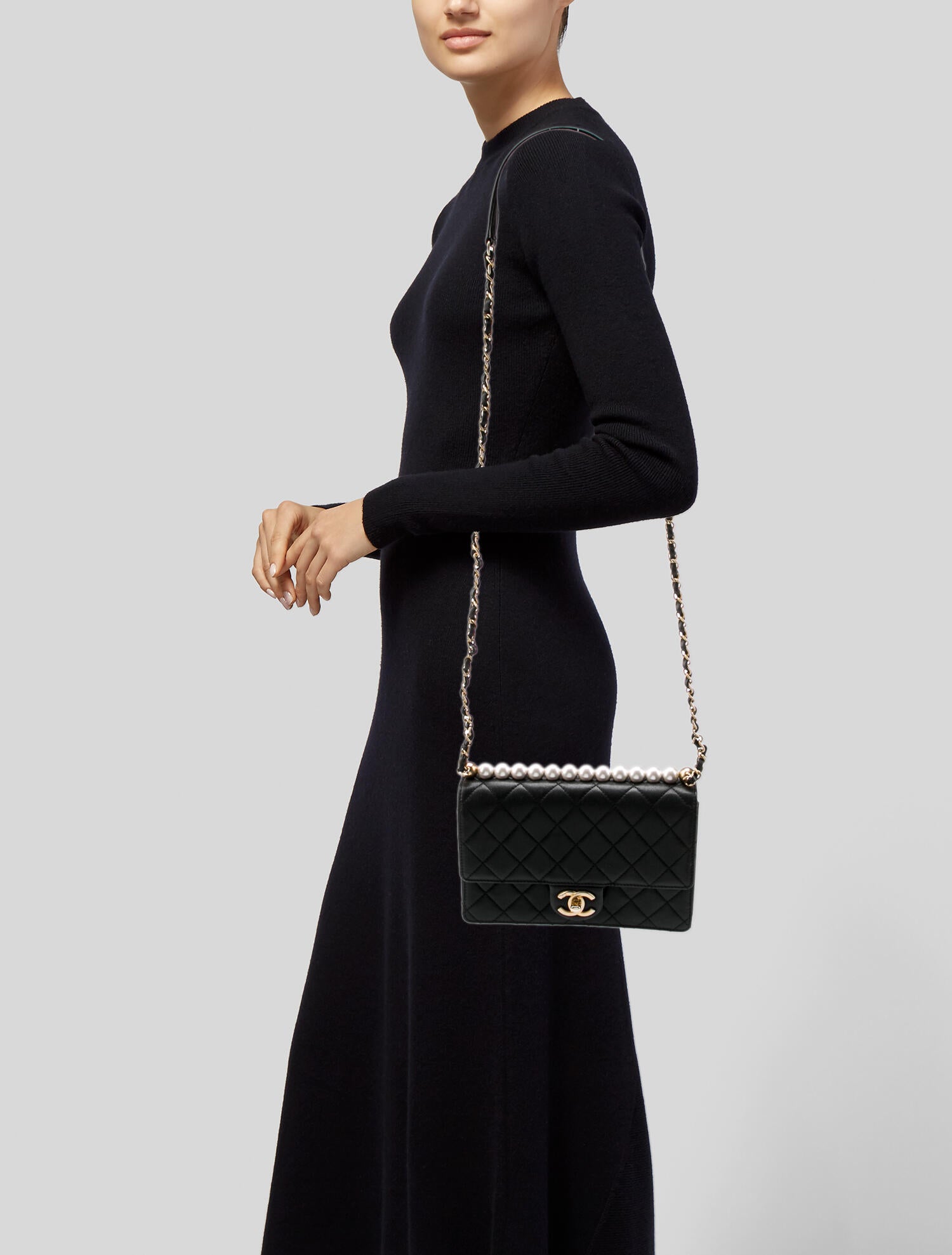 Chanel Chic Pearls Flap Bag - Black Crossbody Bags, Handbags