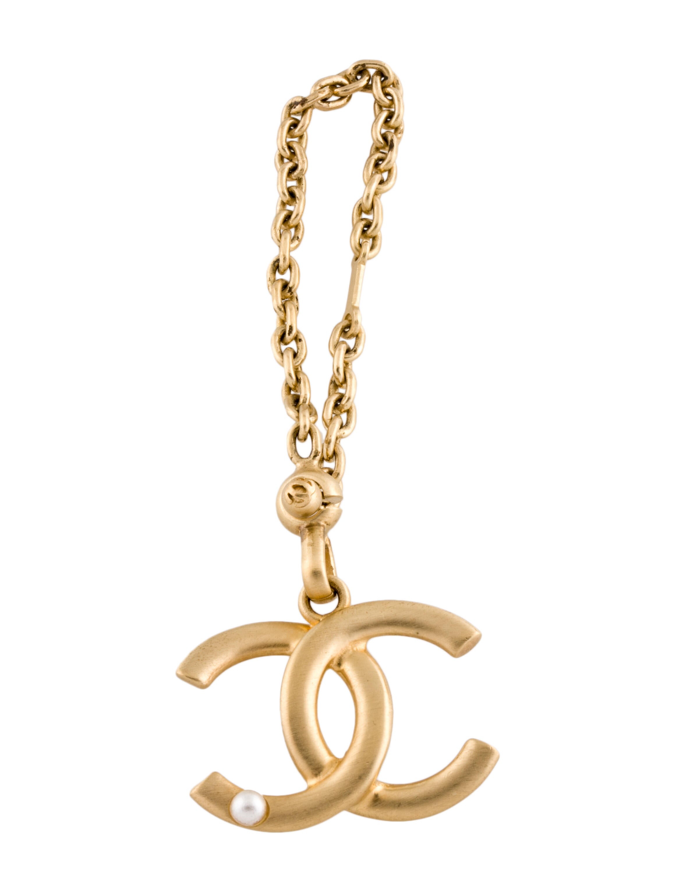 Chanel CC Faux Pearl Keychain Gold Keychains, Accessories CHA976276
