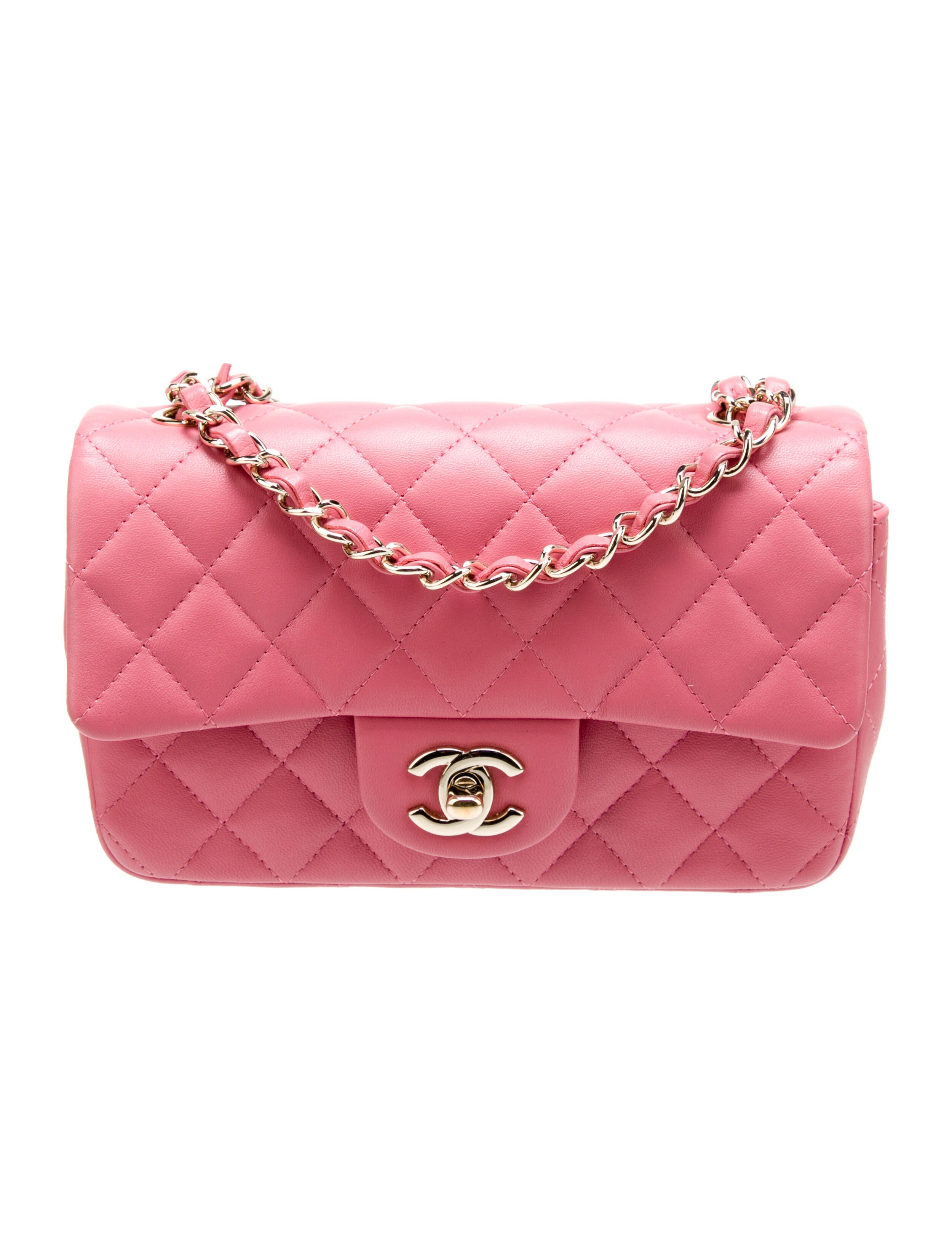 Chanel Classic Mini Rectangular Valentines Flap Bag Pink Crossbody