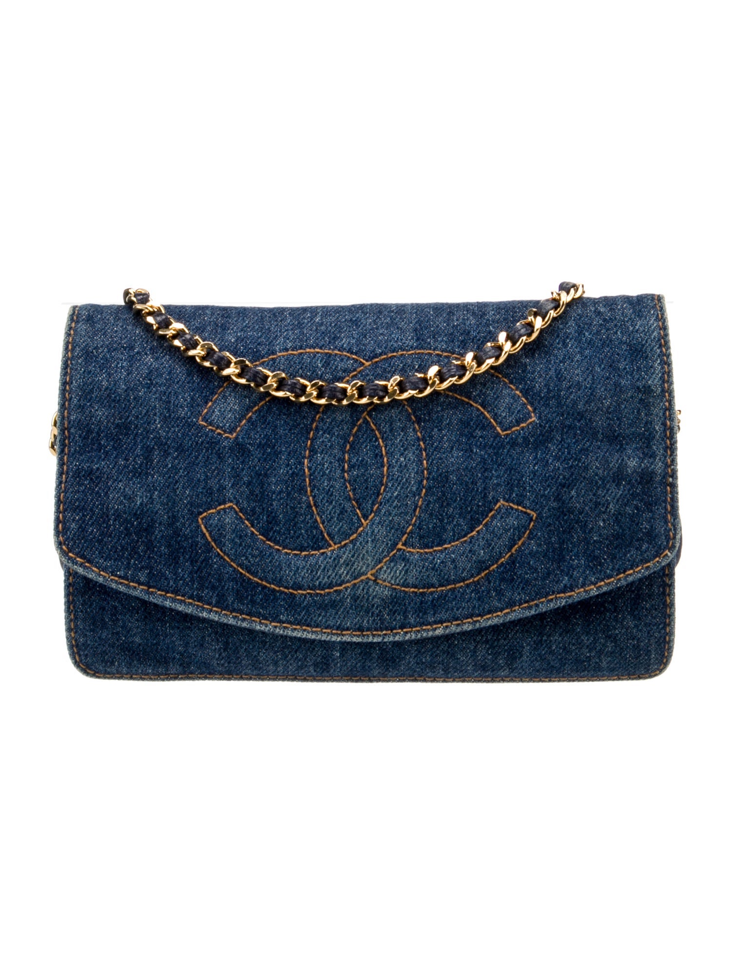 Chanel Denim Timeless Wallet On Chain Blue Crossbody Bags, Handbags