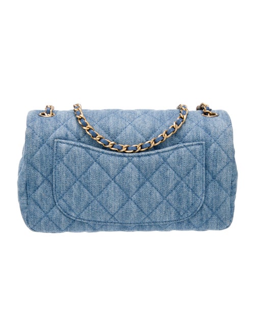 Chanel 2022 Denim Pearl Crush Rectangular Mini Flap Bag