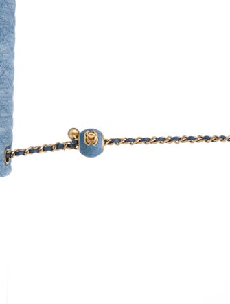 Chanel 2022 Denim Pearl Crush Rectangular Mini Flap Bag