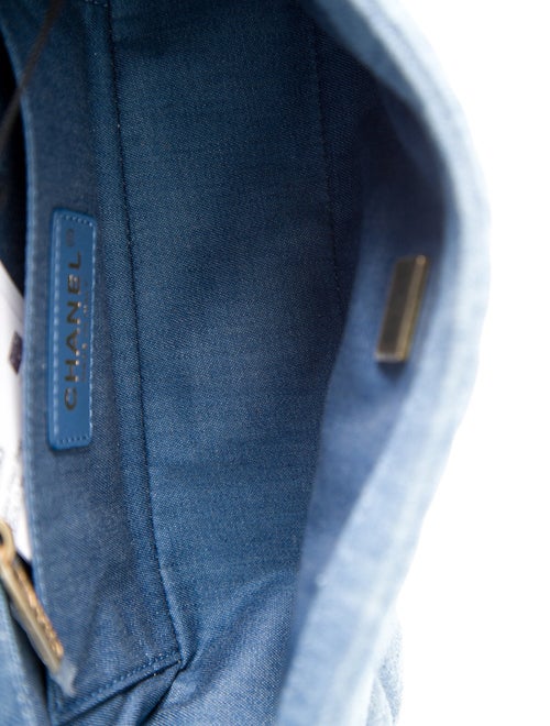 Chanel 2022 Denim Pearl Crush Rectangular Mini Flap Bag