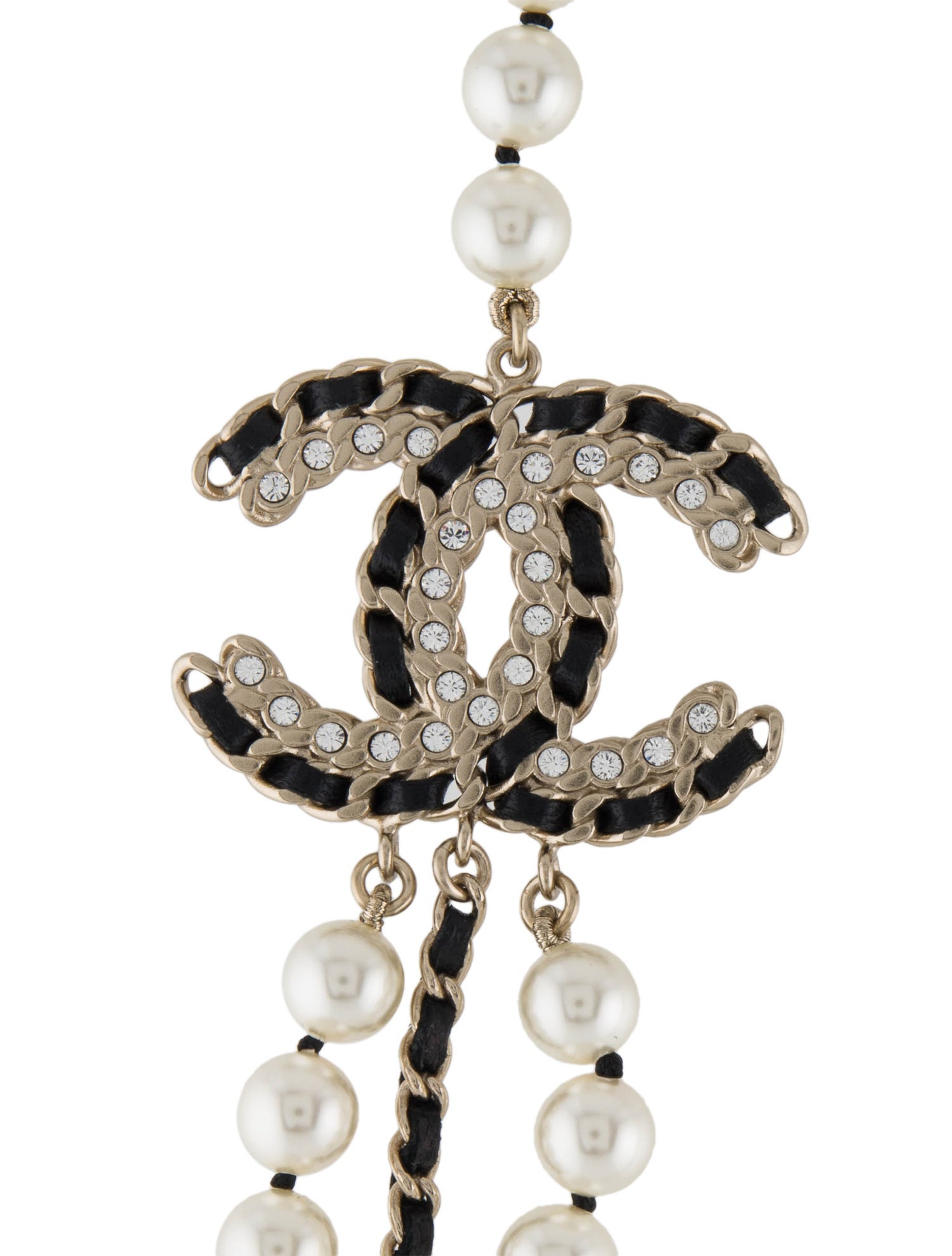 Chanel 2020 Faux Pearl, Leather & Strass Convertible Multistrand Necklace w/ Tags GoldPlated