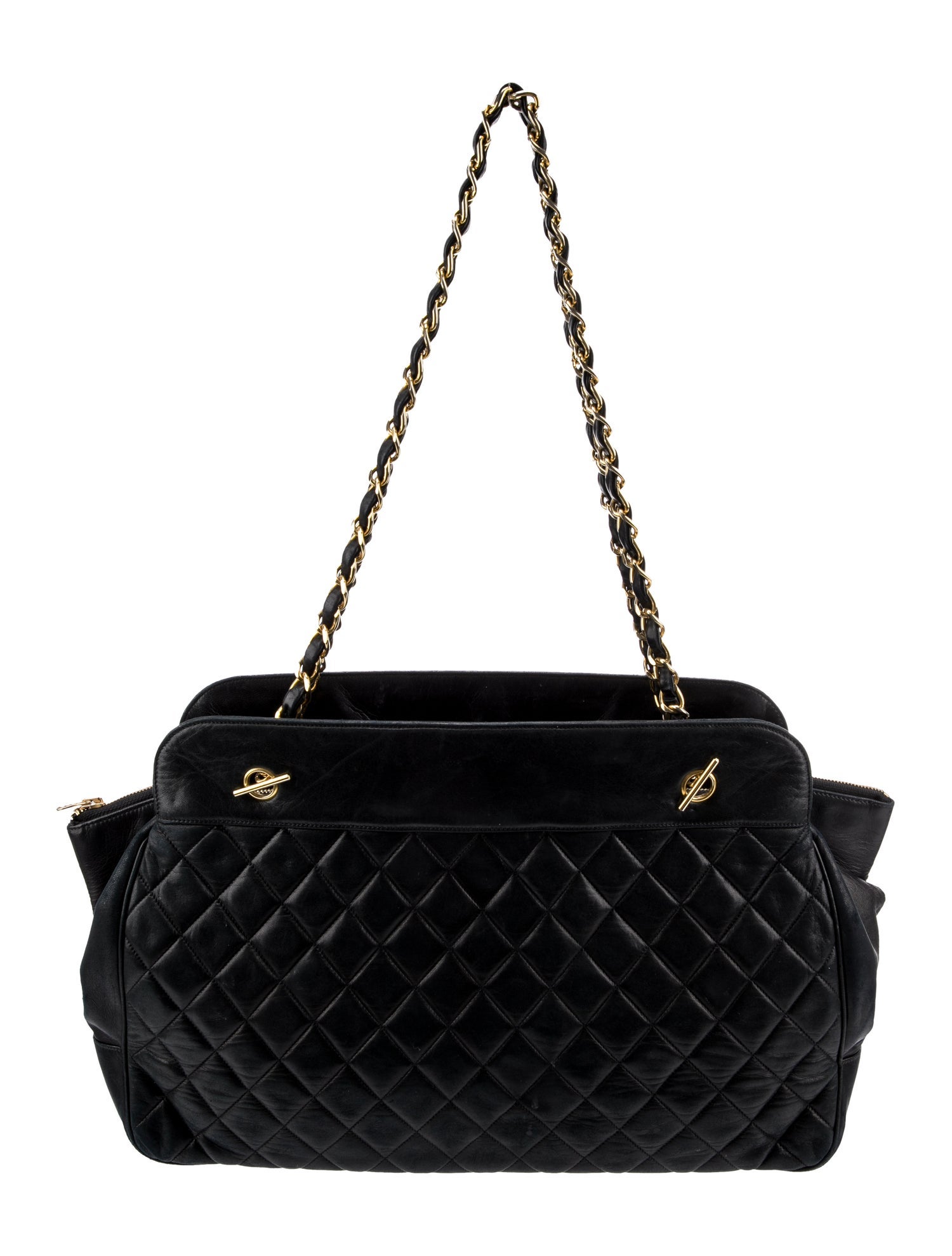 Chanel Quilted Chain Tote Black Totes, Handbags CHA982425 The