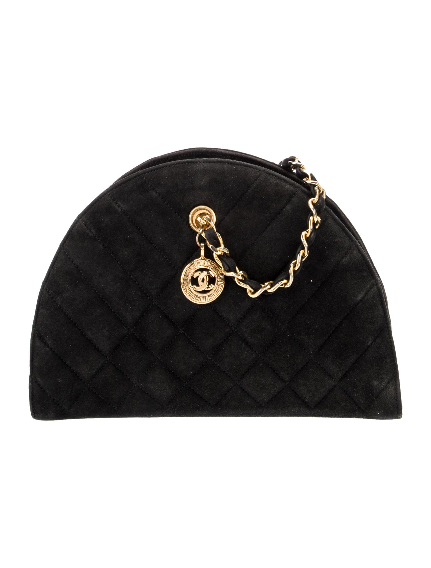 Chanel Suede Quilted Shoulder Bag Black Shoulder Bags, Handbags