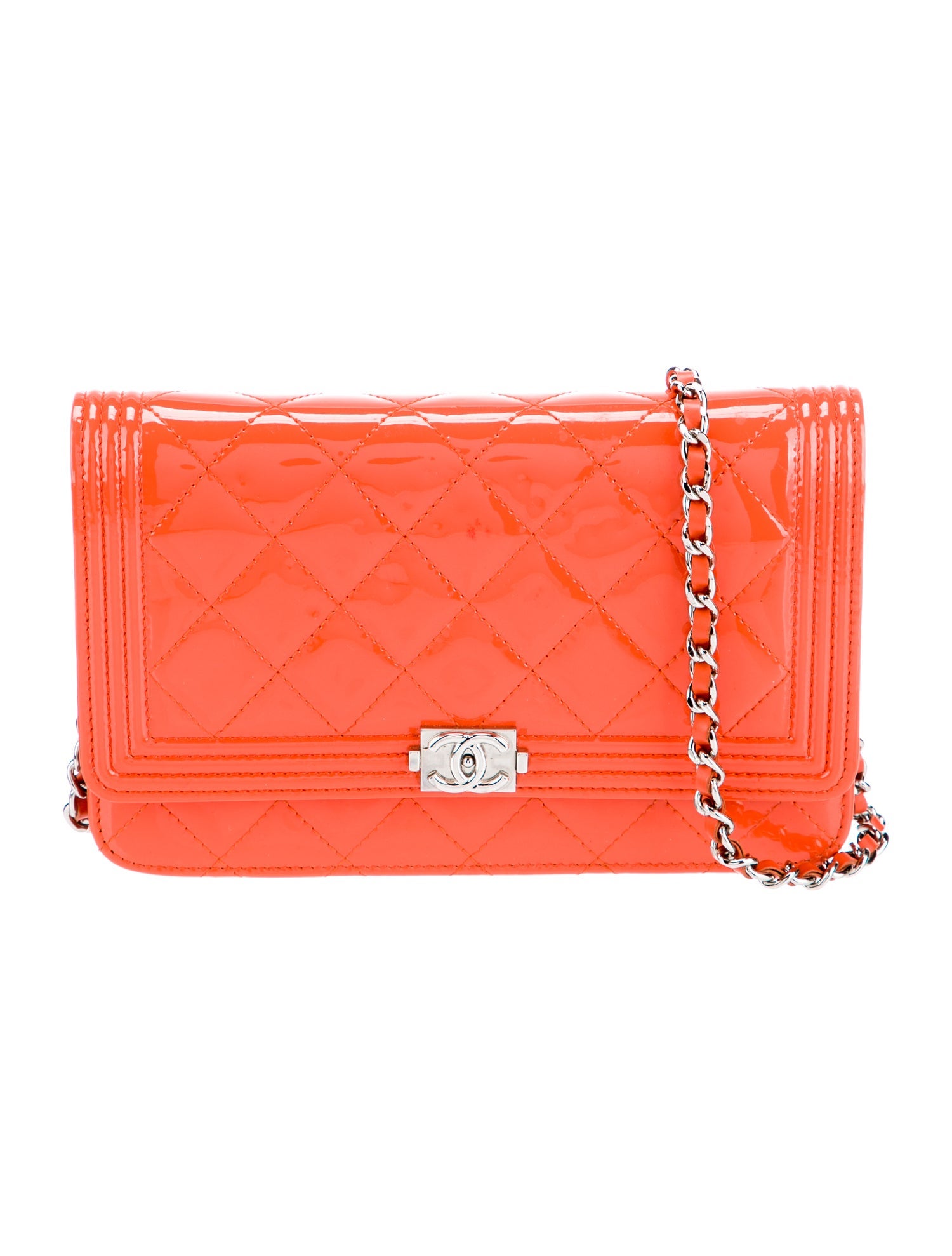Chanel Boy Wallet On Chain Orange Crossbody Bags, Handbags