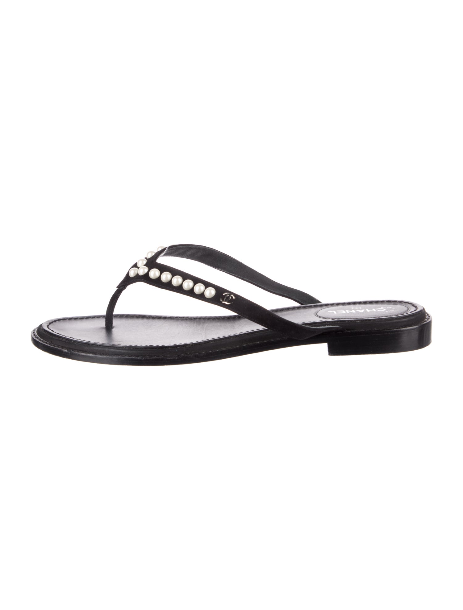 chanel flip flops white