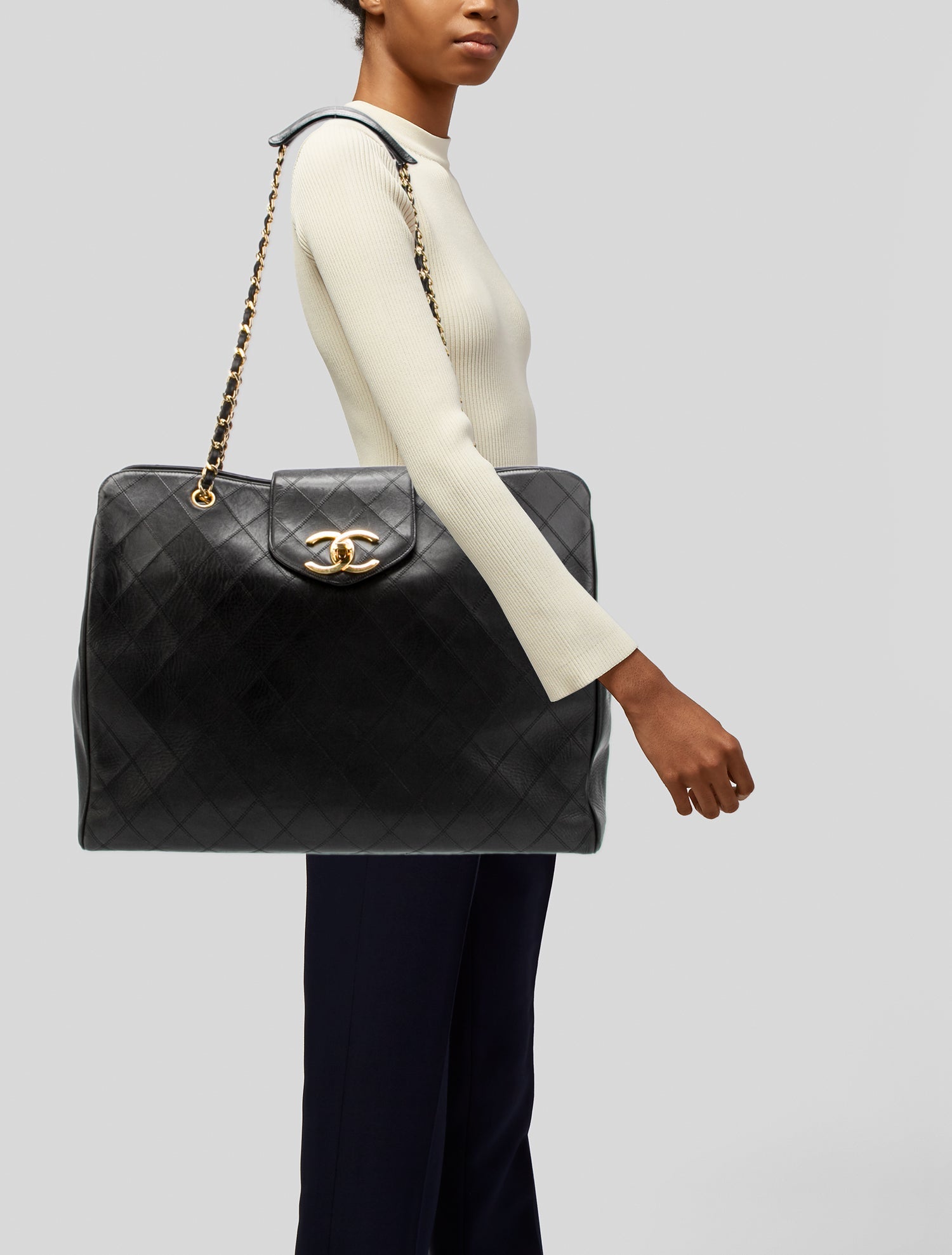 Chanel Large Supermodel Quilted Bag Black Totes, Handbags CHA990263