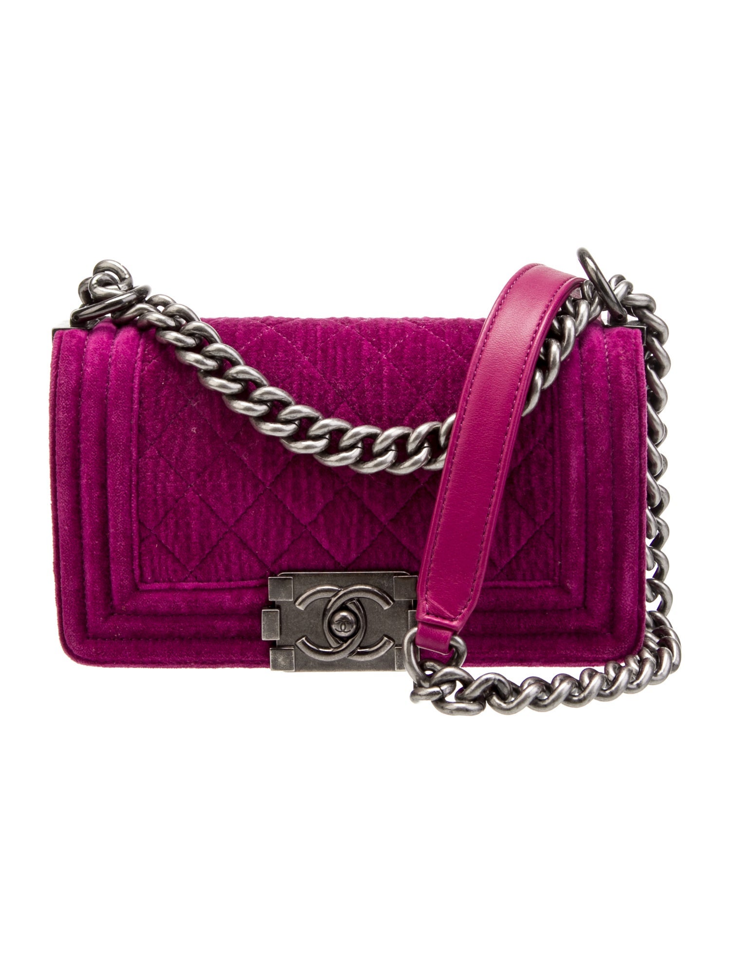 Chanel Small Velvet Boy Bag Purple Shoulder Bags, Handbags