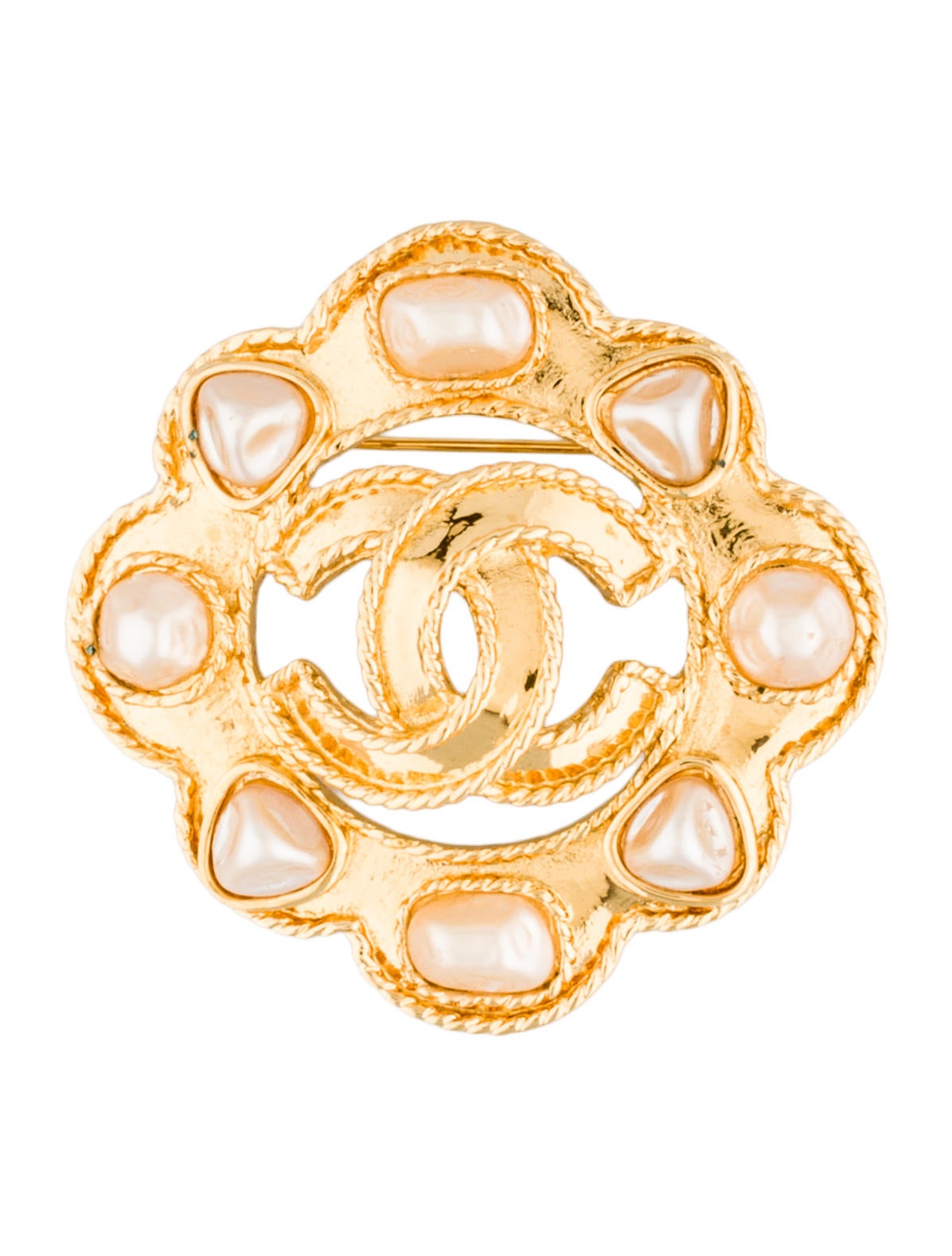 Chanel CC Faux Pearl Brooch Brooches CHA99534 The RealReal