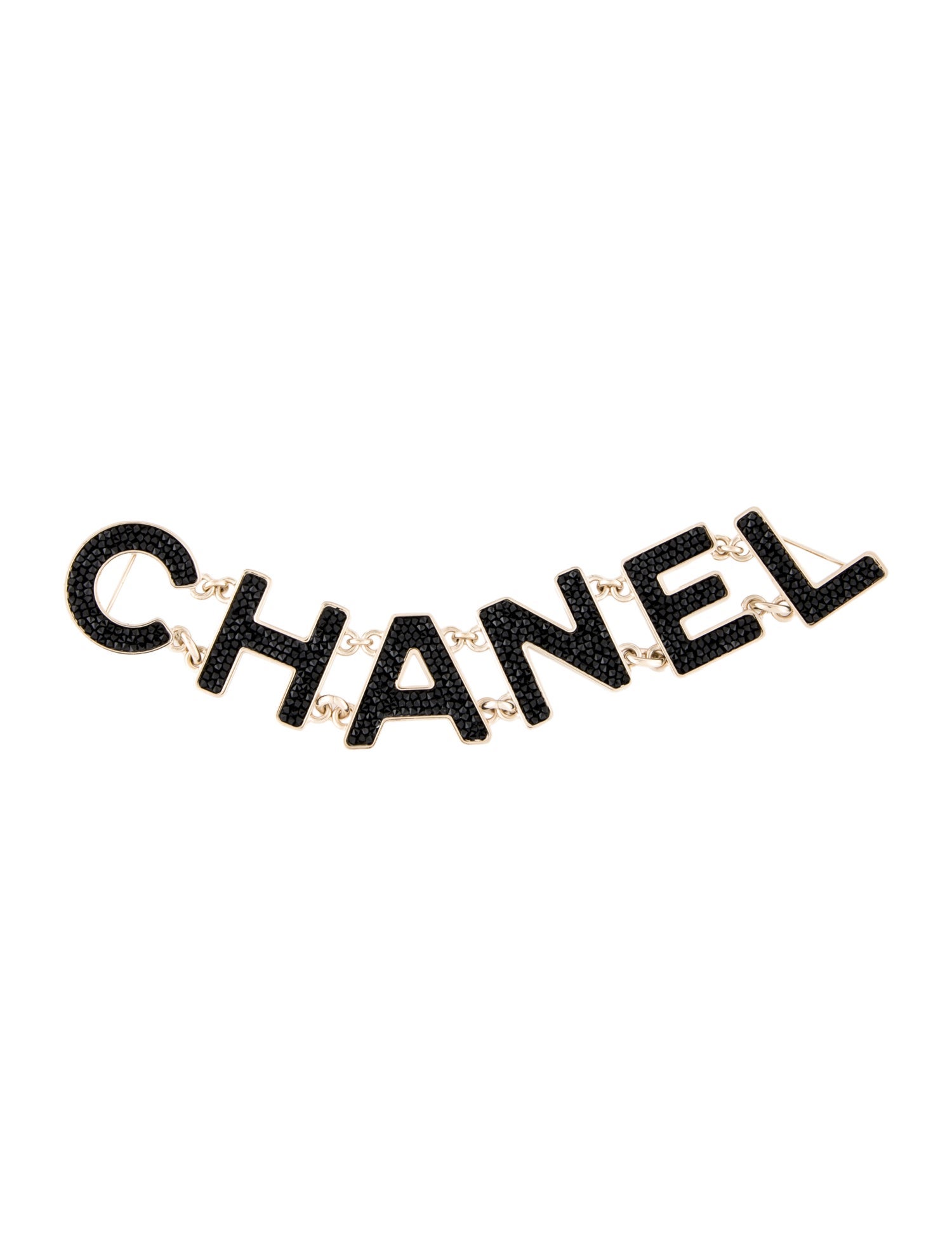 Chanel Strass 'CHANEL' Brooch GoldPlated Pin, Brooches CHA995516