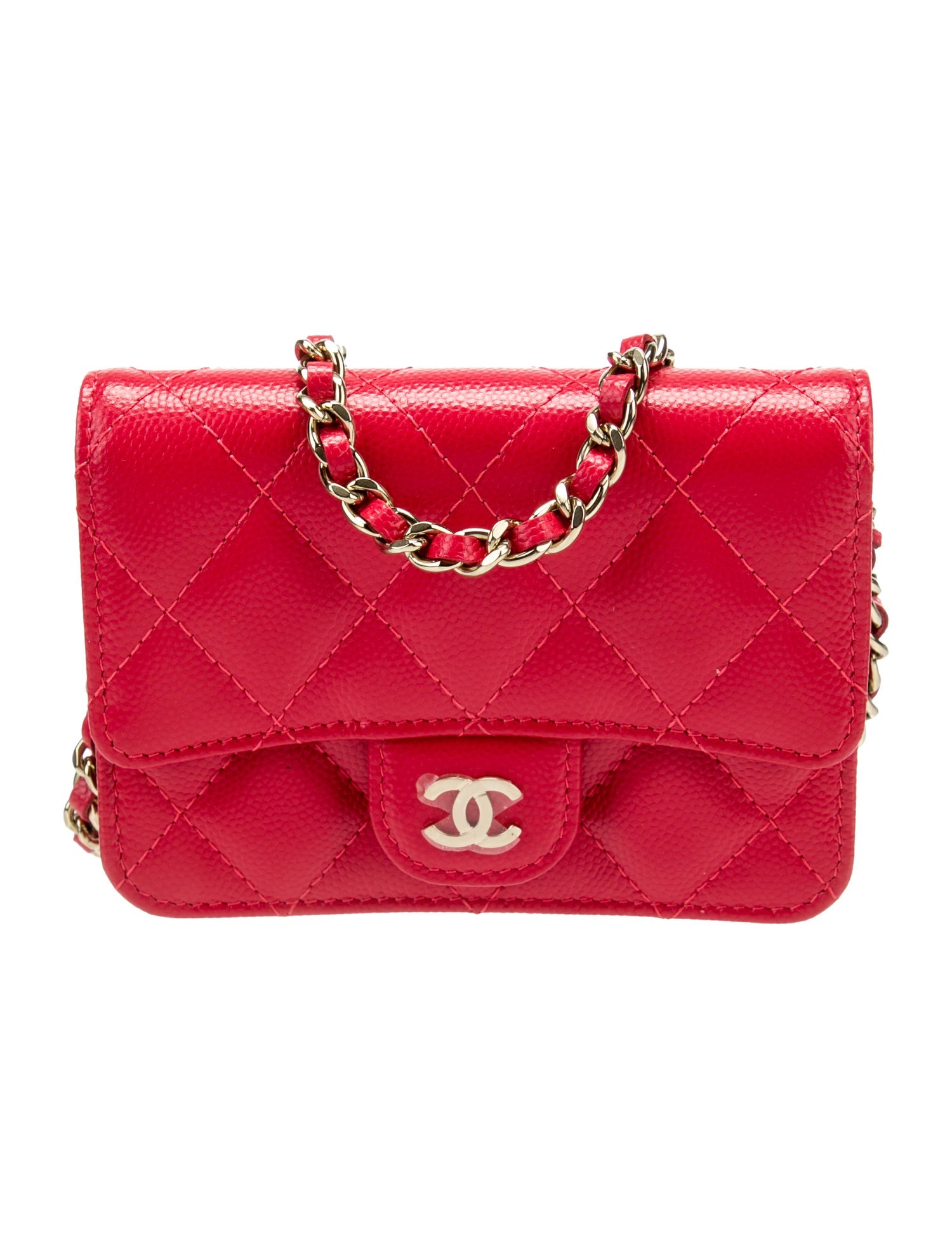 Chanel Mini Quilted Clutch w/ Chain Red Crossbody Bags, Handbags