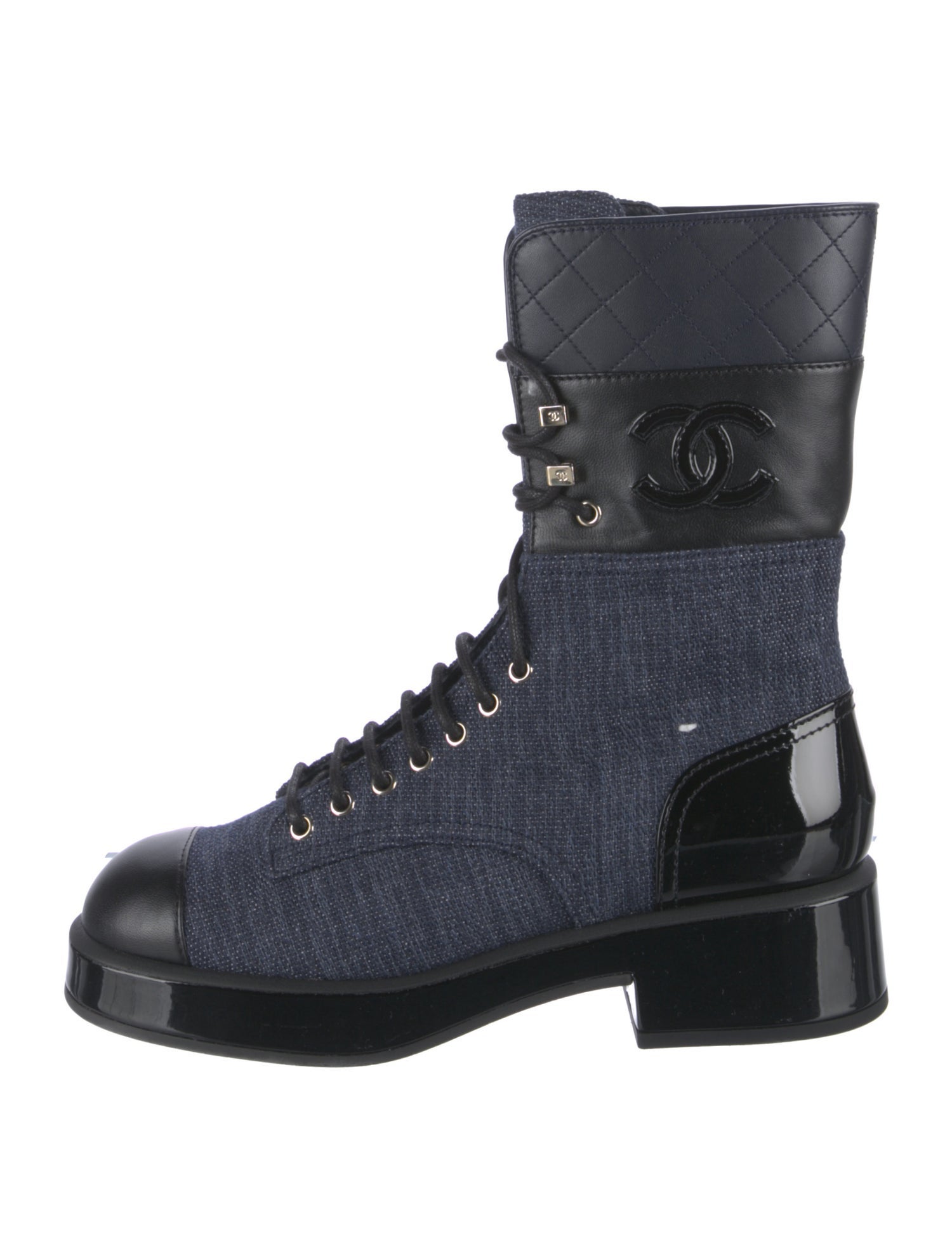 Chanel Canvas Combat Boots