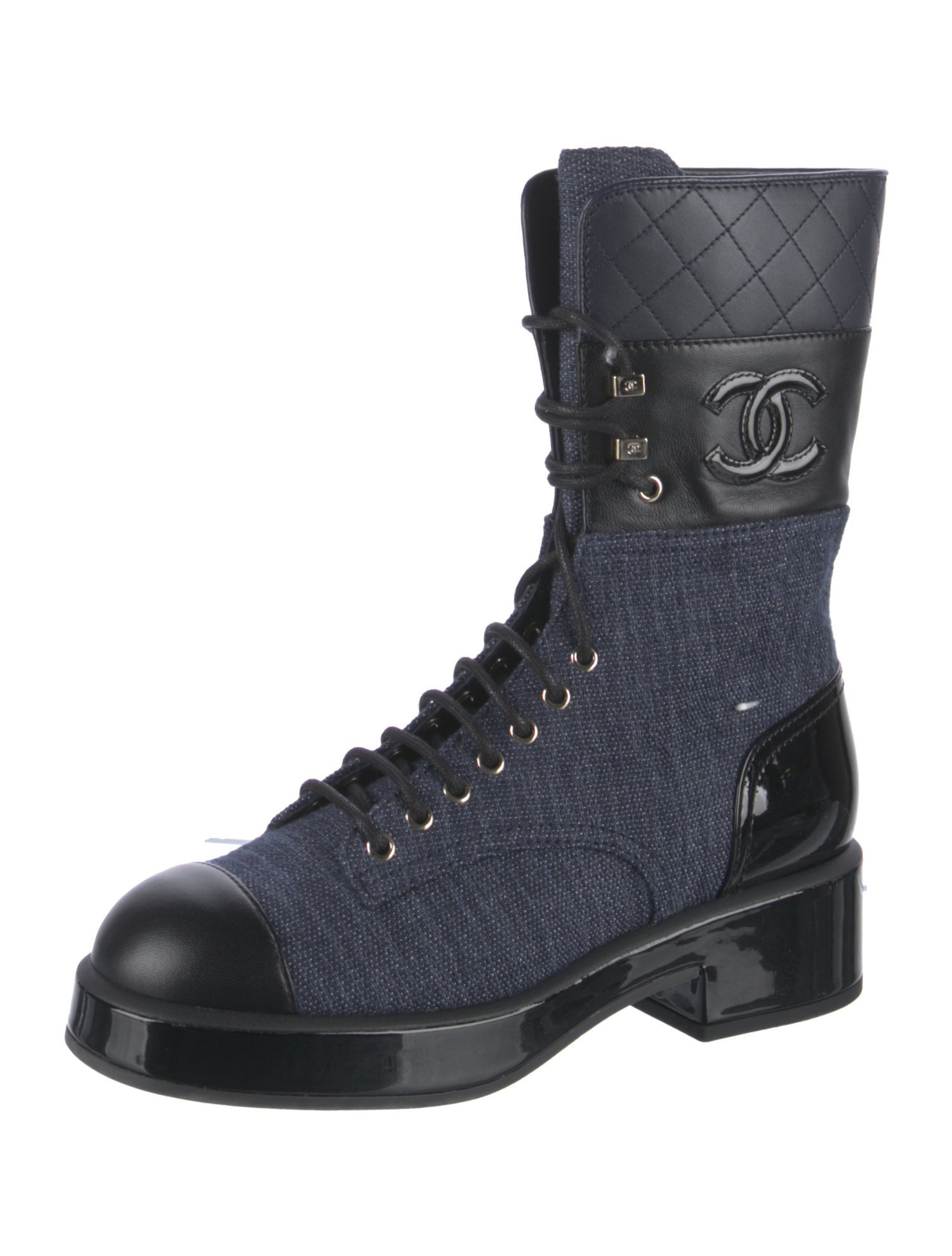 Chanel Canvas Combat Boots