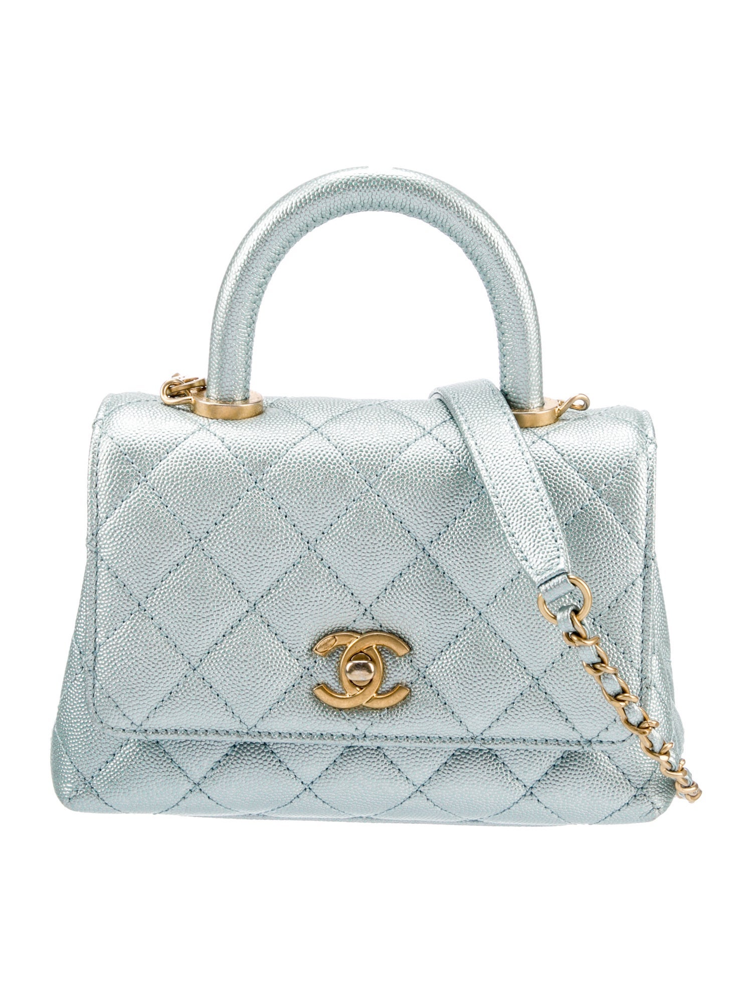 Chanel Extra Mini Coco Handle Bag Blue Handle Bags, Handbags