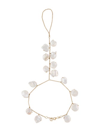 Charms Company Cultured Pearl Station Toe Chain Anklet