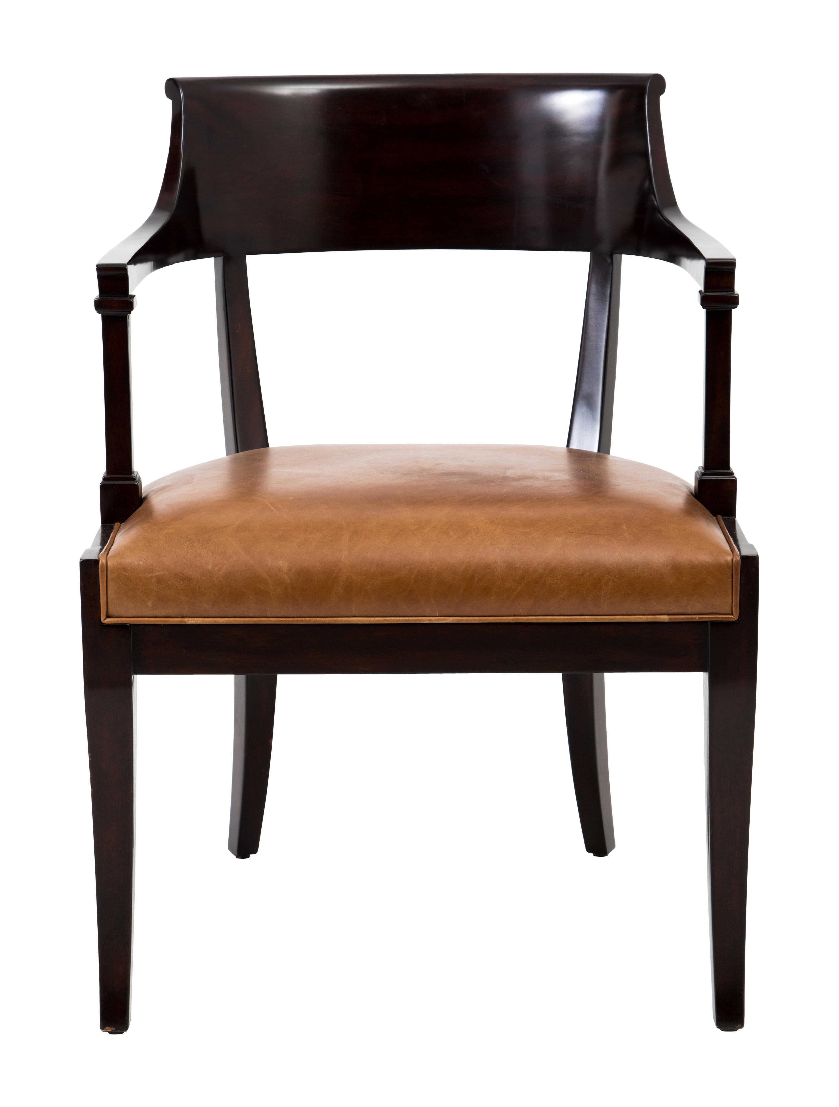 Chair Theodore Alexander Leather Upholstered Armchair Black Seating