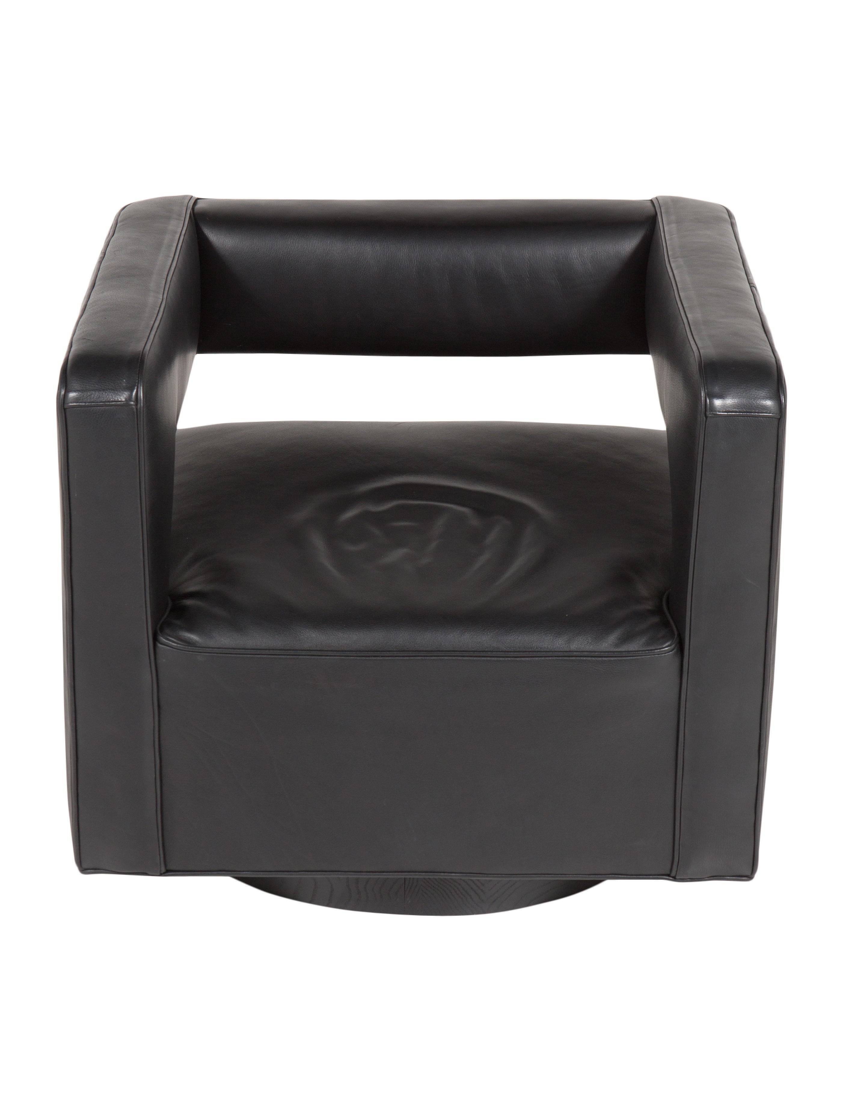 Chair Restoration Hardware Leather Swivel Chair Black Seating