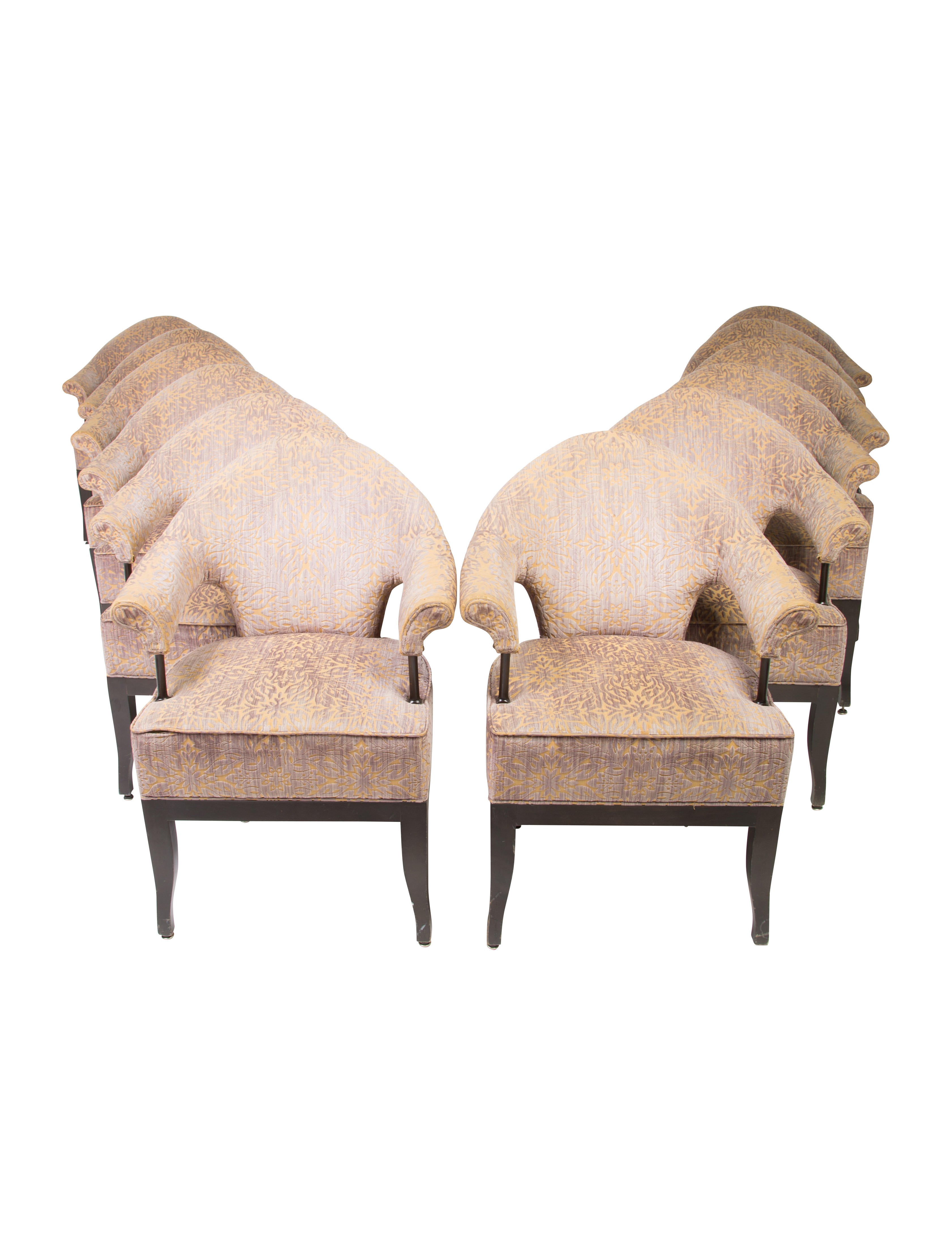 Furniture Jacquard Upholstered Tub Dining Chairs Neutrals, 12 pieces