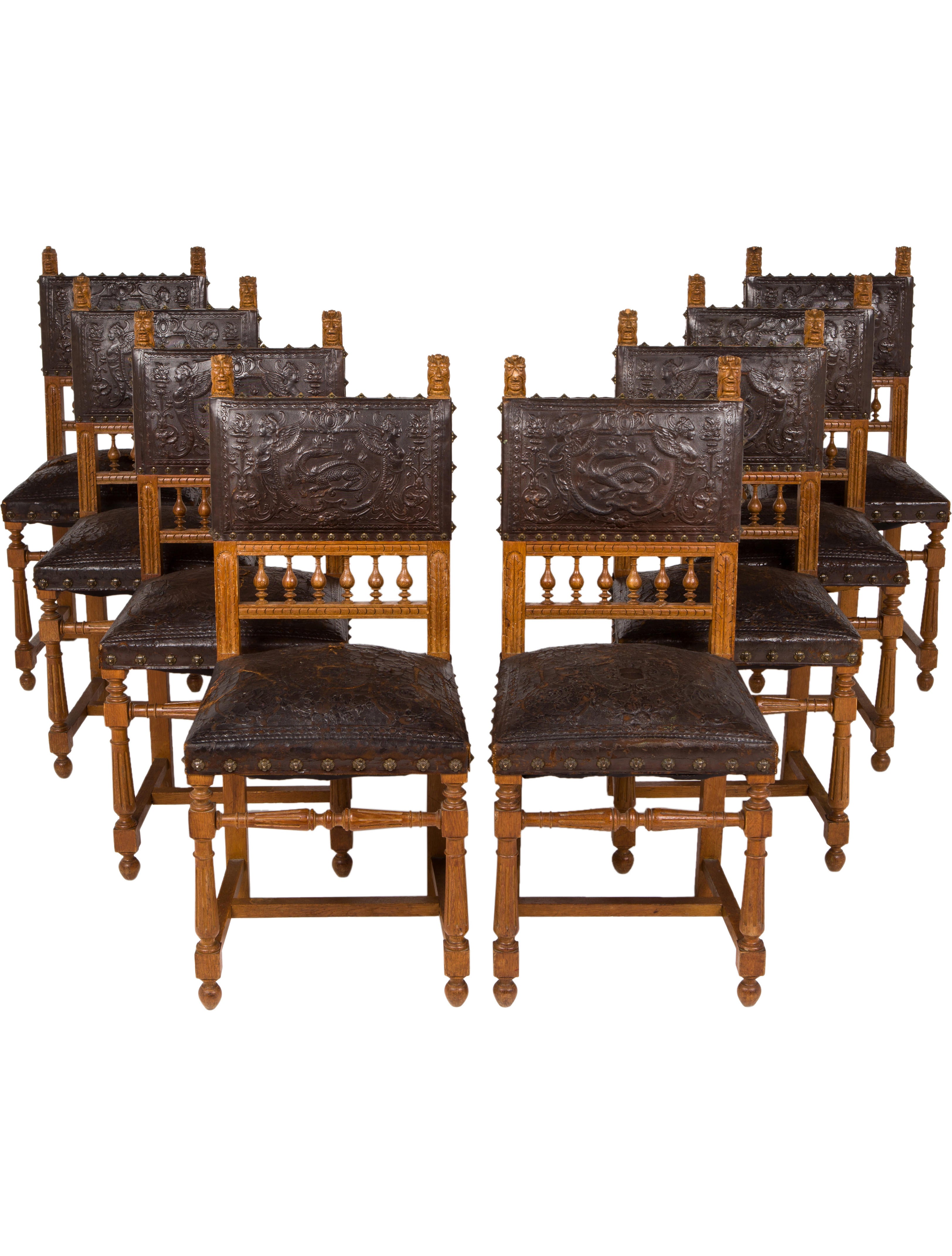 Chair Set Of 8 Jacobean Revival Dining Chairs Furniture