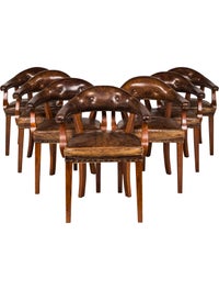 Chair Set Of 7 Distressed Leather Dining Chairs Furniture Distressed Leather Dining Chairs