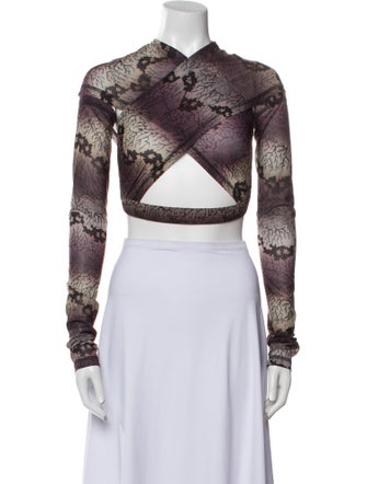 KNWLS Printed Mock Neck Crop Top