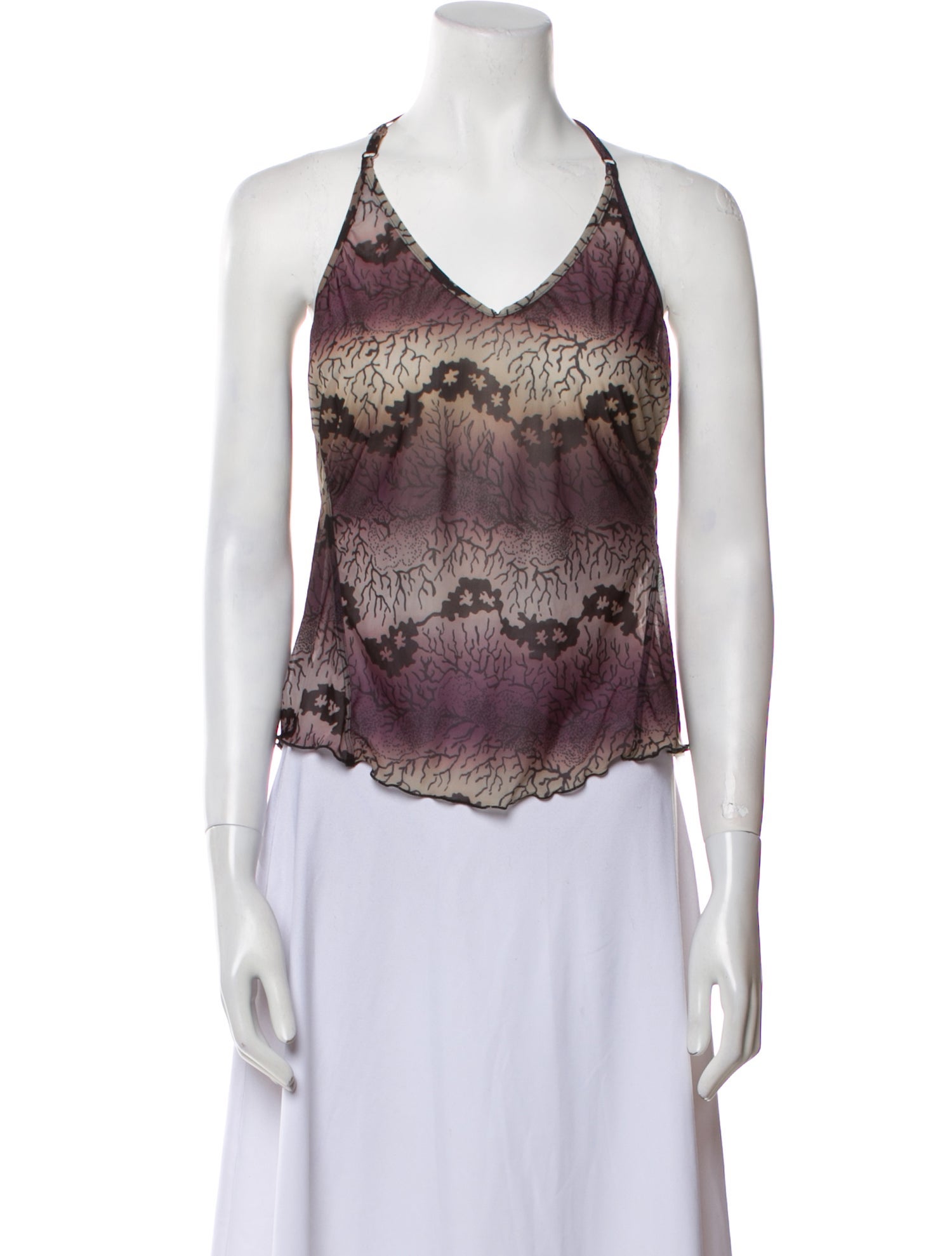 KNWLS Printed V-Neck Crop Top