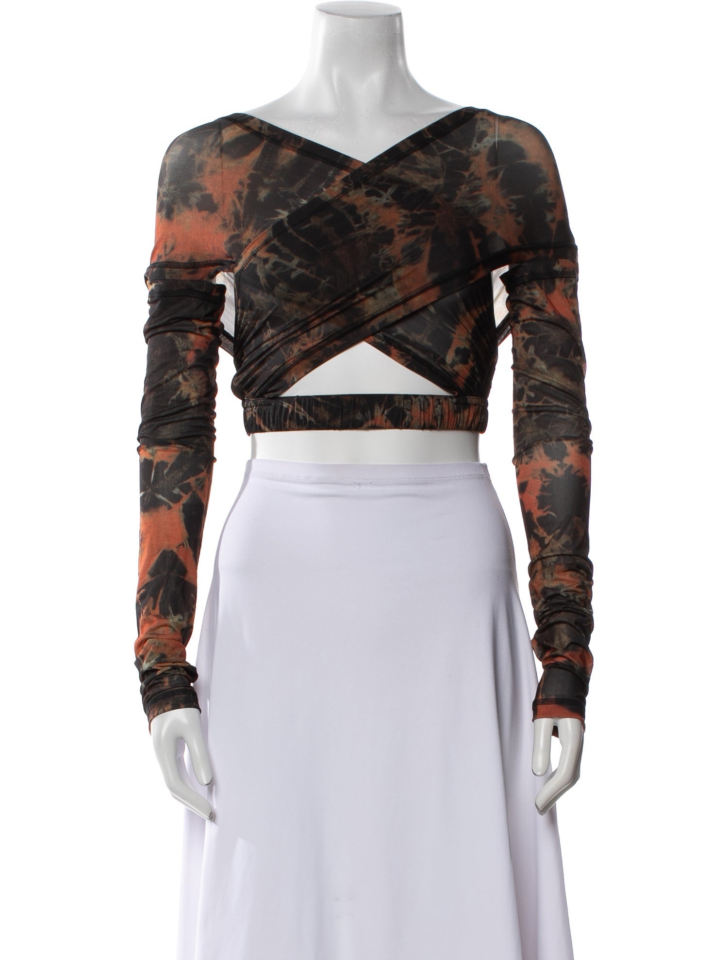 KNWLS Printed V-Neck Crop Top