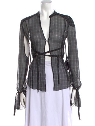 KNWLS Plaid Print Open Front Button-Up Top