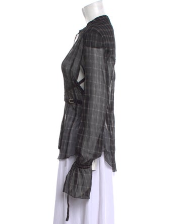 KNWLS Plaid Print Open Front Button-Up Top