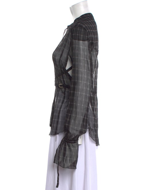 KNWLS Plaid Print Open Front Button-Up Top