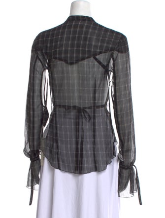 KNWLS Plaid Print Open Front Button-Up Top