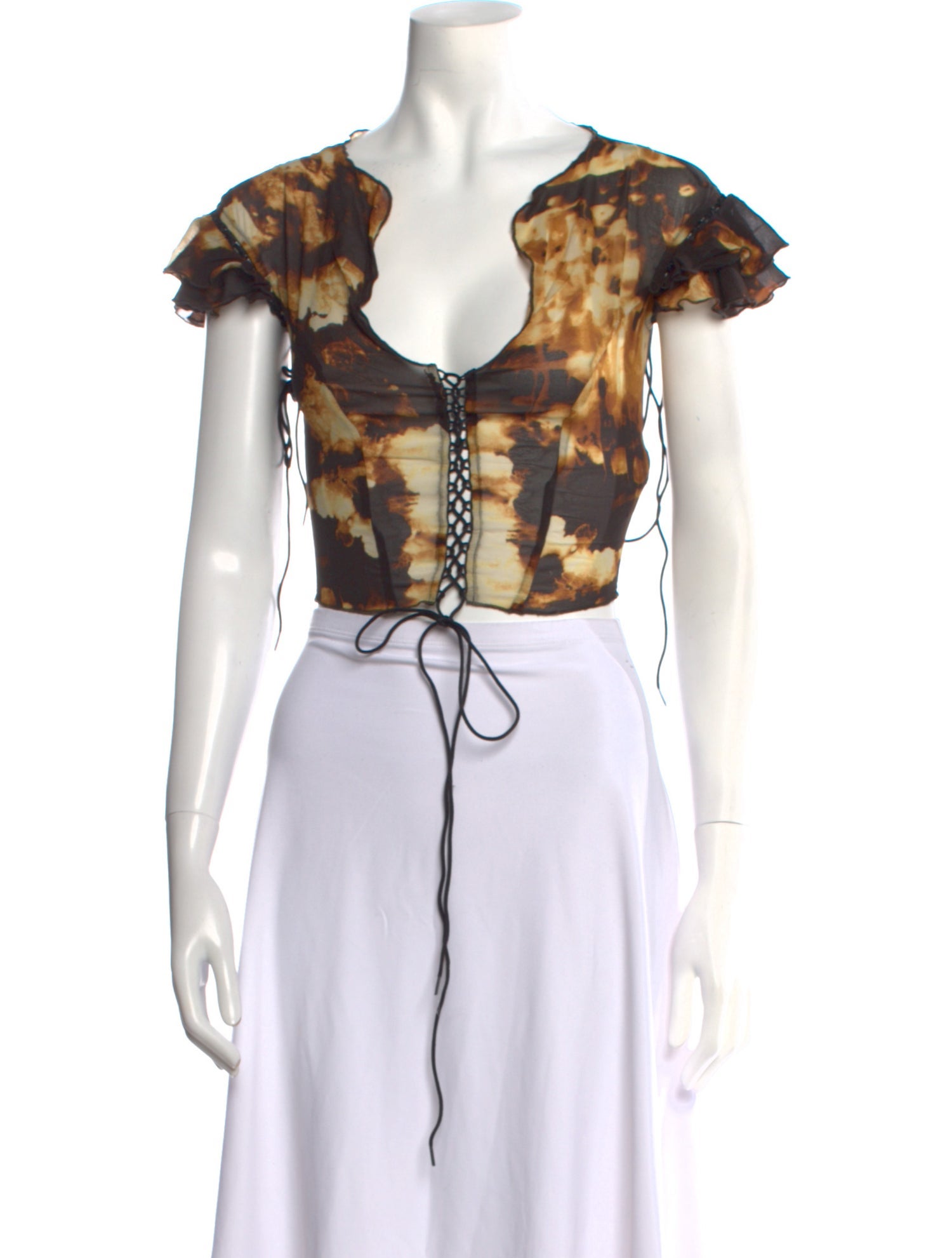 KNWLS Silk Tie-Dye Print Crop Top