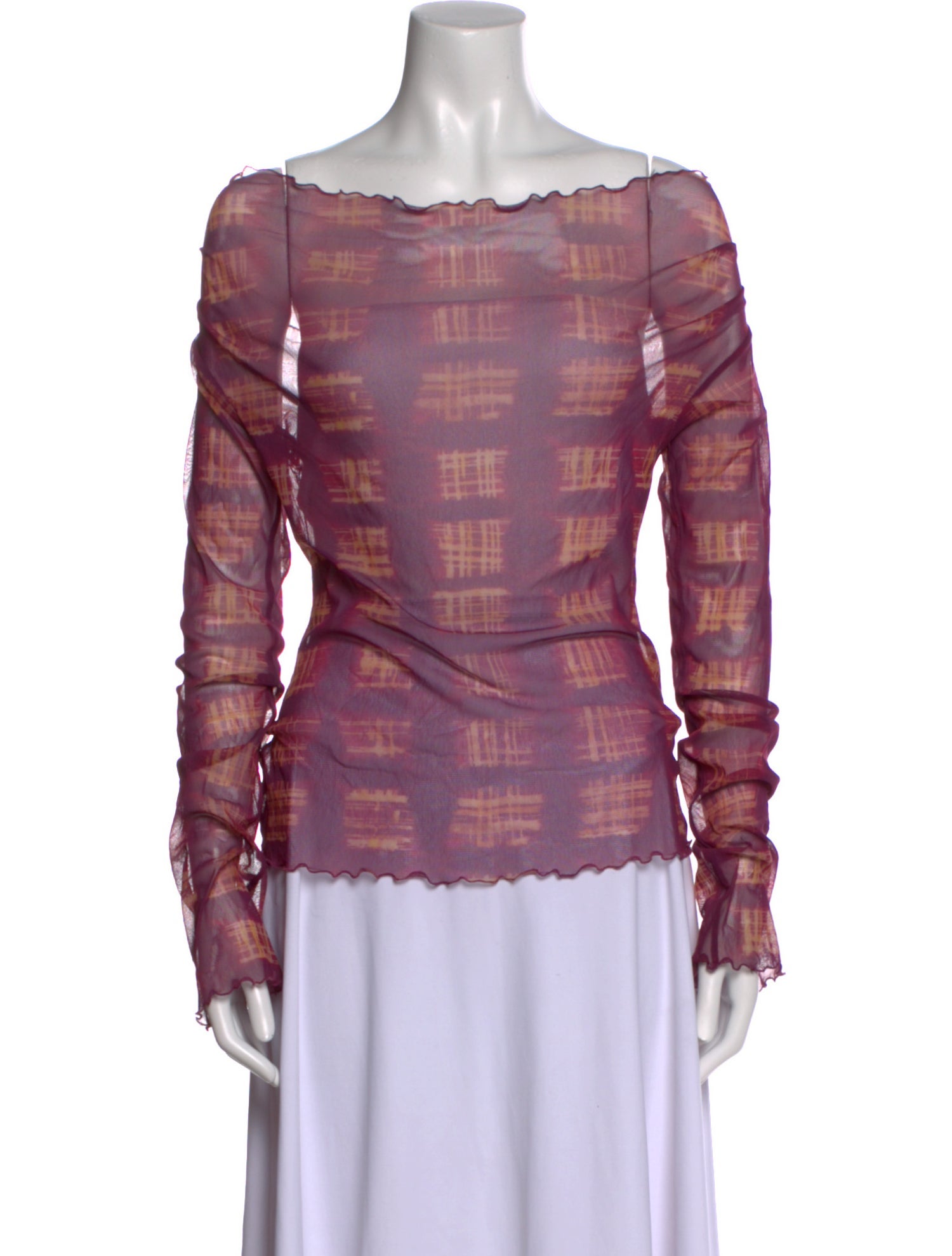 KNWLS Printed Bateau Neckline Blouse