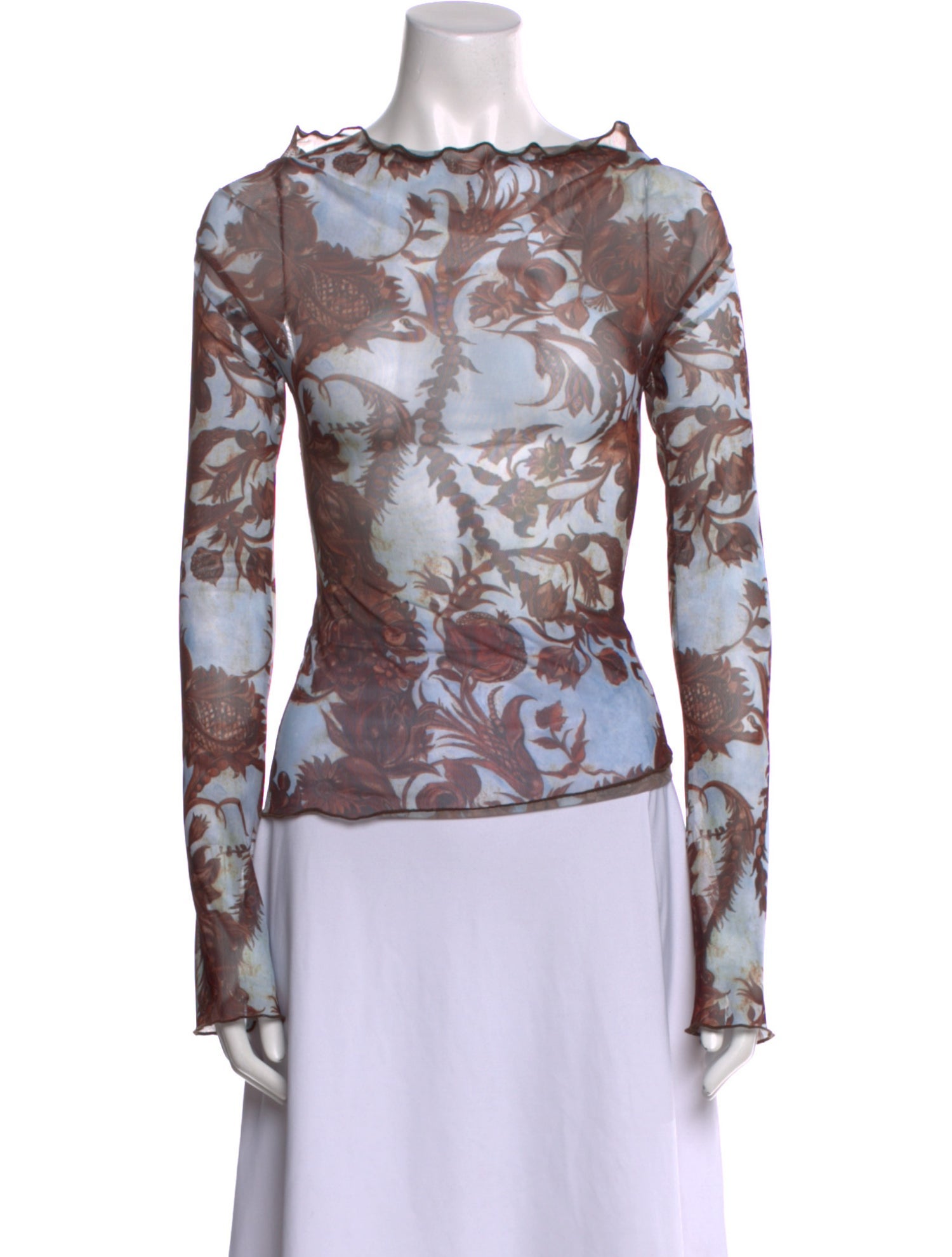 KNWLS Printed Bateau Neckline Top