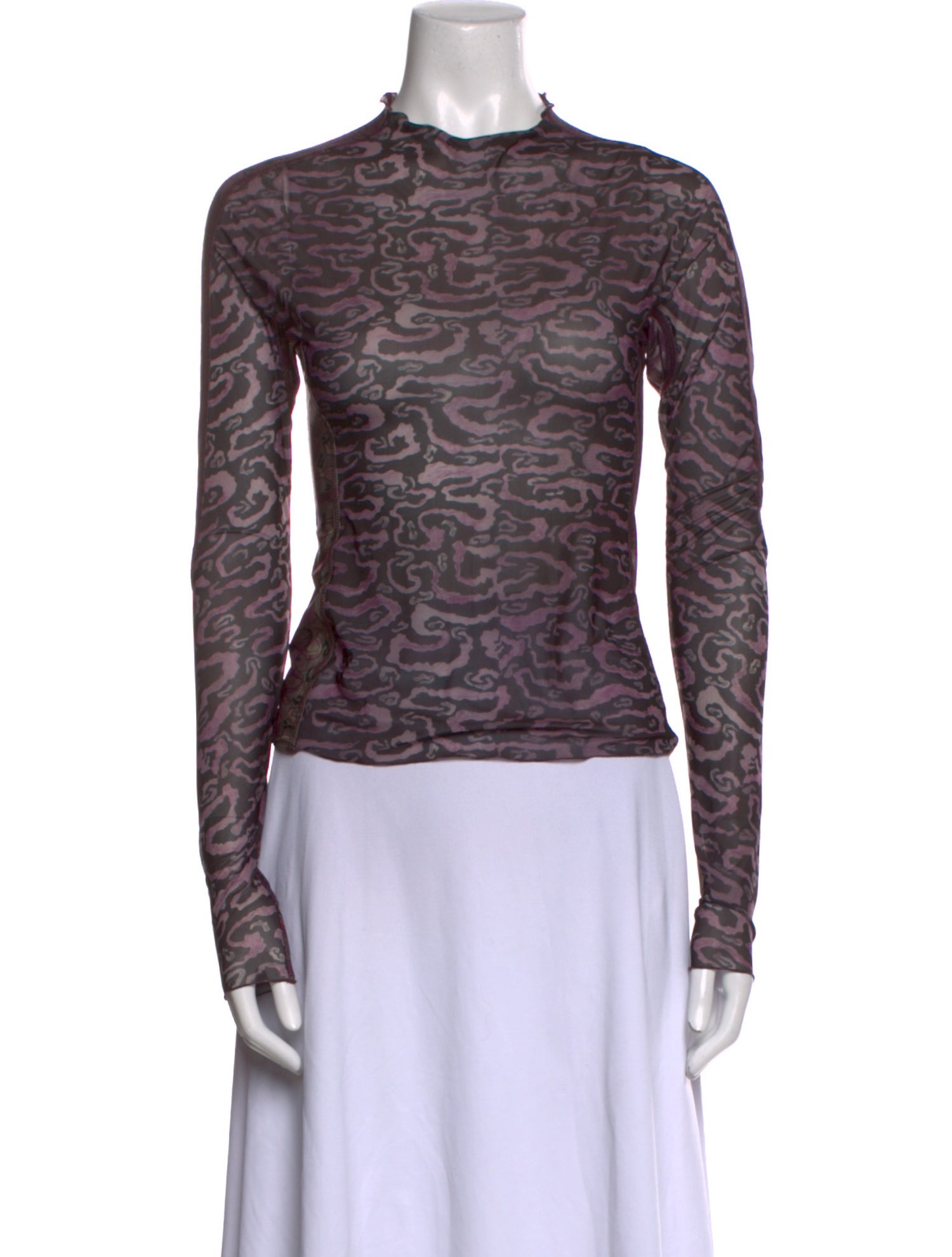 KNWLS Animal Print Mock Neck Top