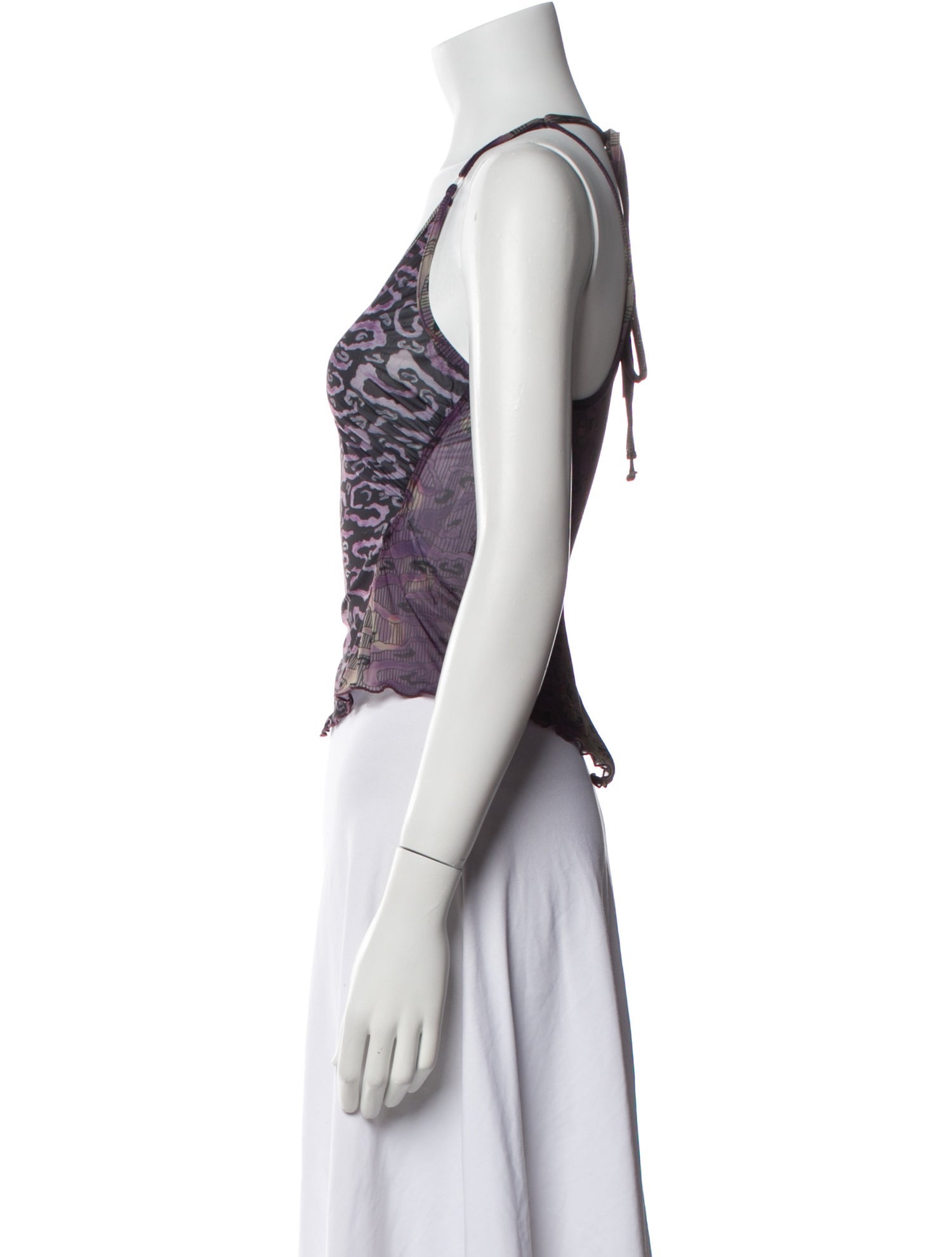 KNWLS Printed Scoop Neck Crop Top