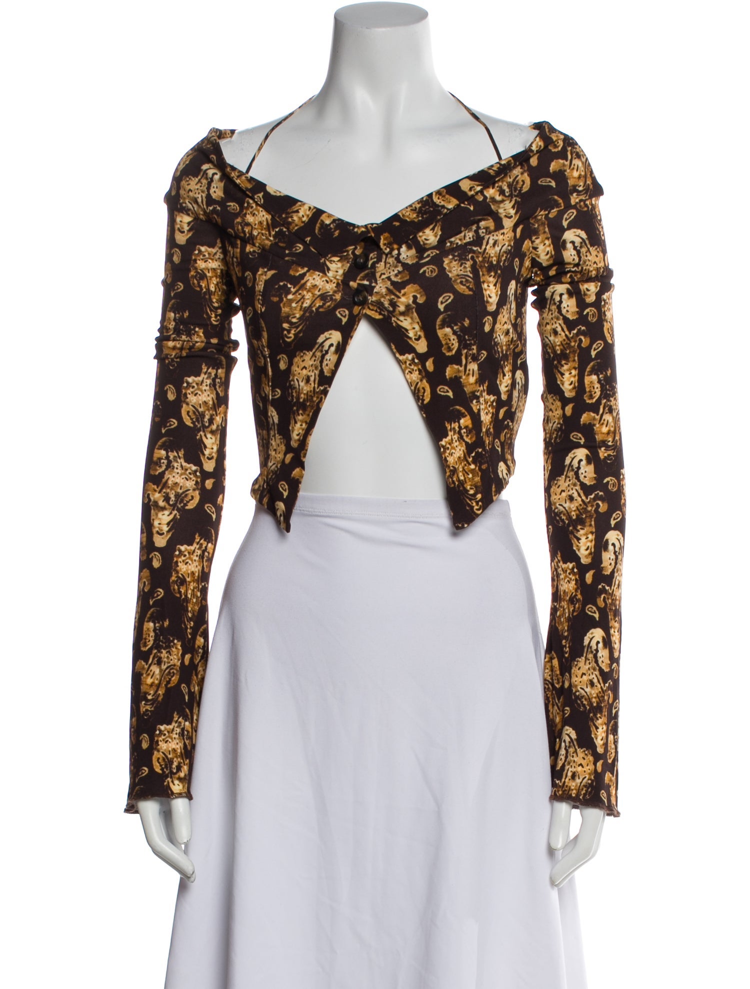 KNWLS Floral Print V-Neck Crop Top