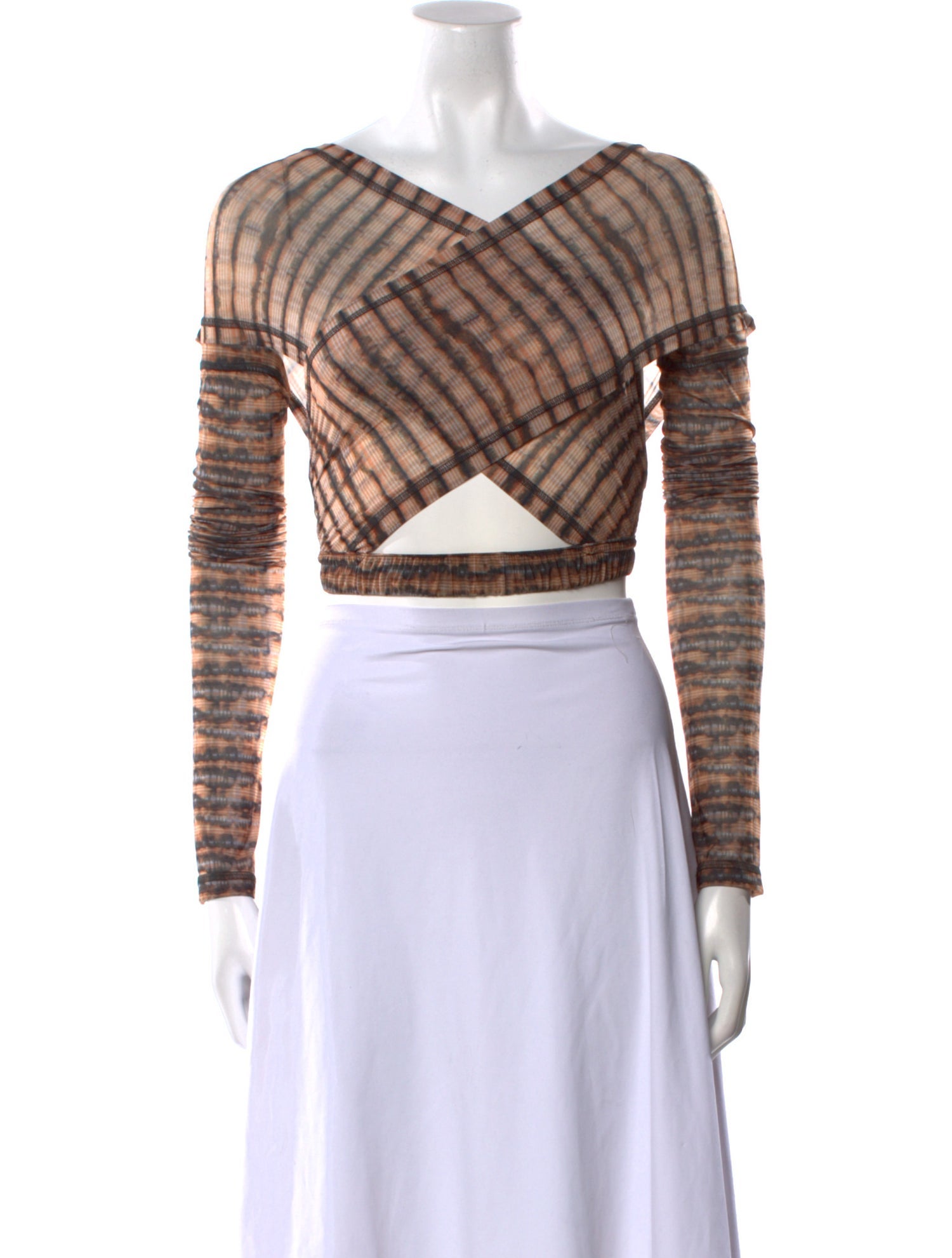 KNWLS Plaid Print V-Neck Crop Top