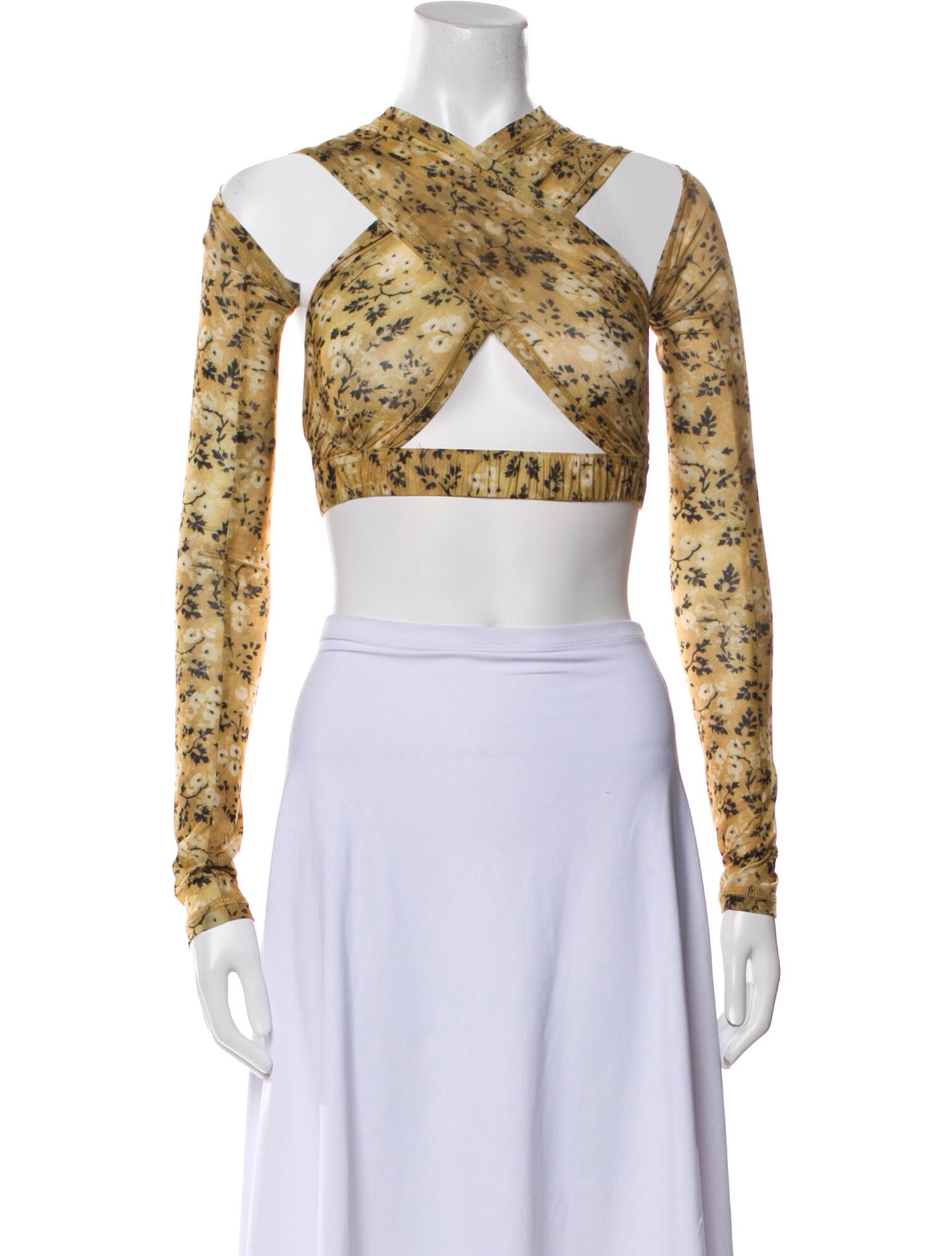 KNWLS Printed V-Neck Crop Top