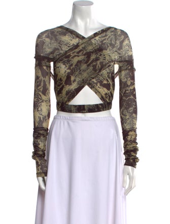 KNWLS Printed V-Neck Crop Top